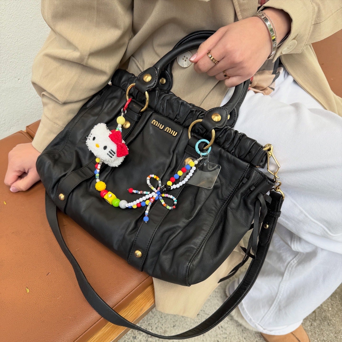 Miu Miu Vitello Black Top Handle Satchel