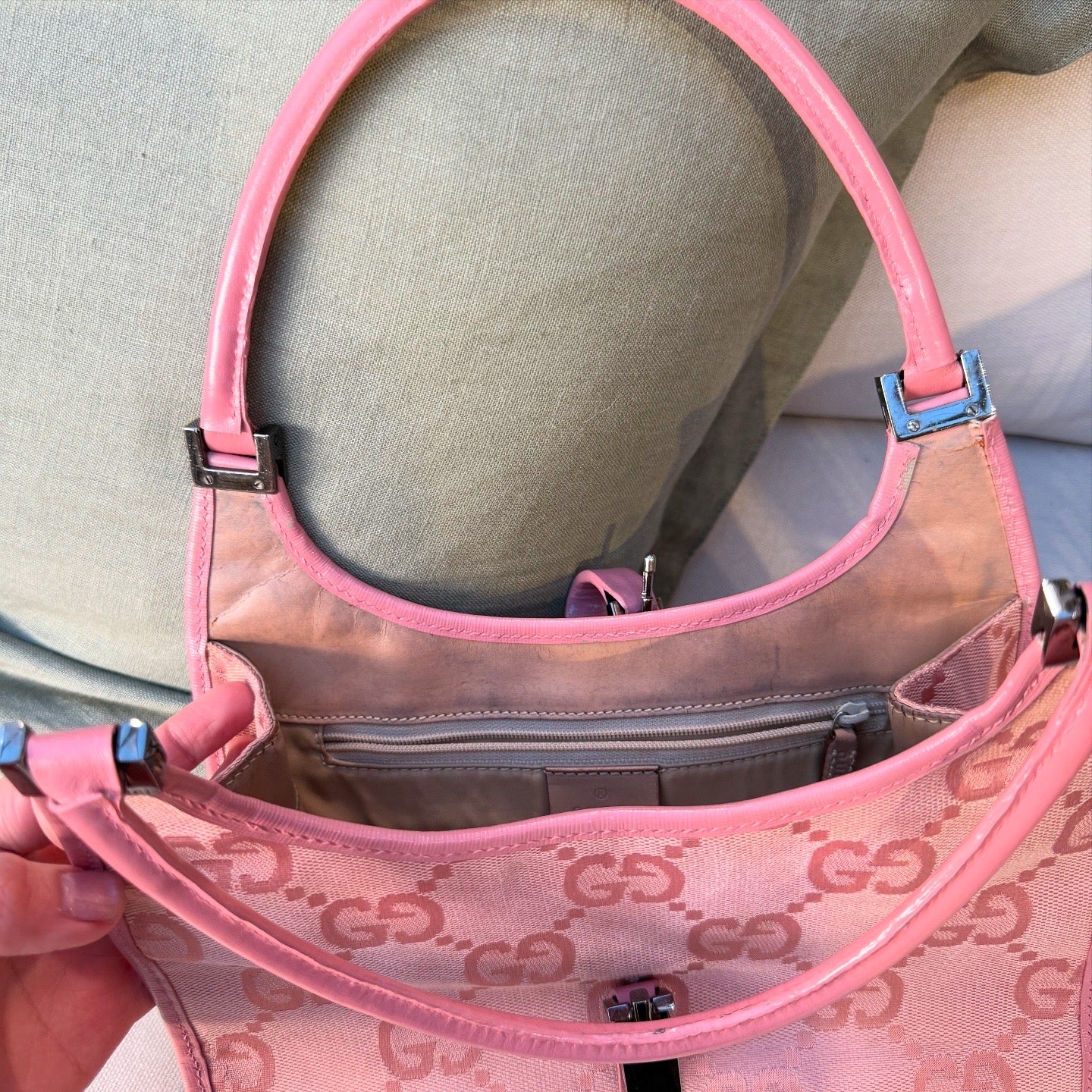 Gucci Jackie Vintage Pink Cloth Handbag