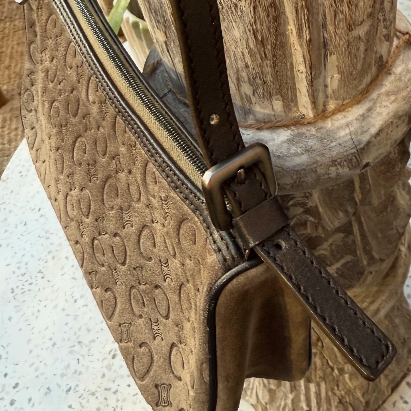 Celine Suede Monogram Shoulder Bag