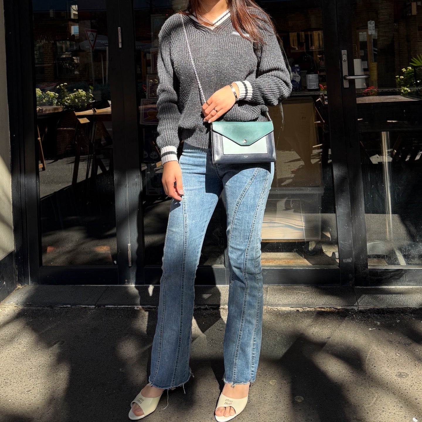 Celine Leather Pocket Envelope Flap Bag