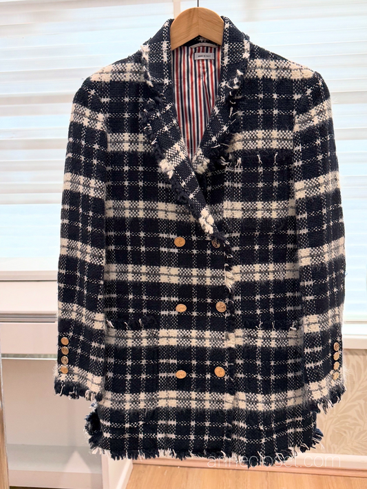 Thom Browne Tartan Tweed Sack Jacket