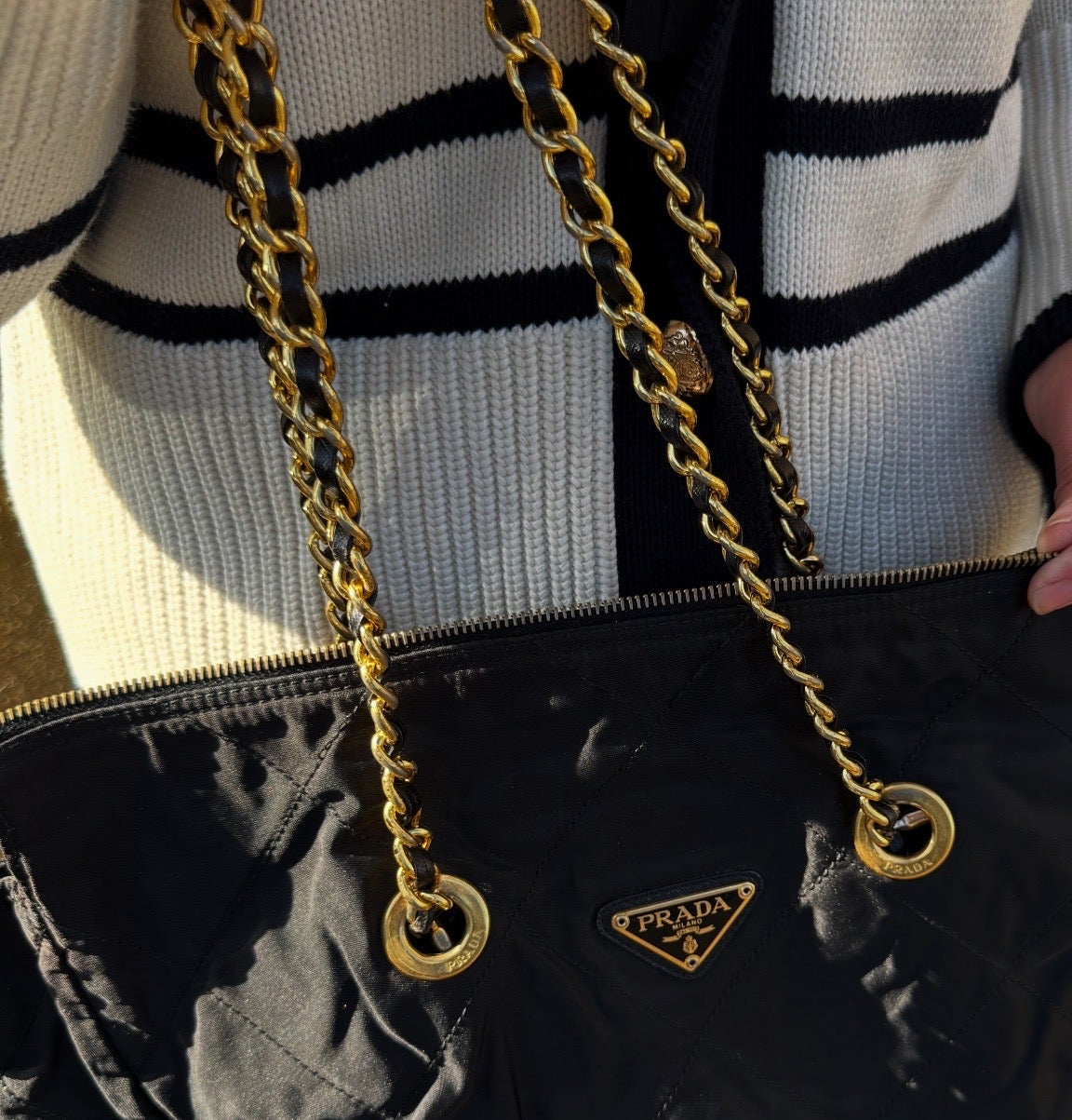 PRADA Chain Tote Shoulder Bag Vintage 1990s