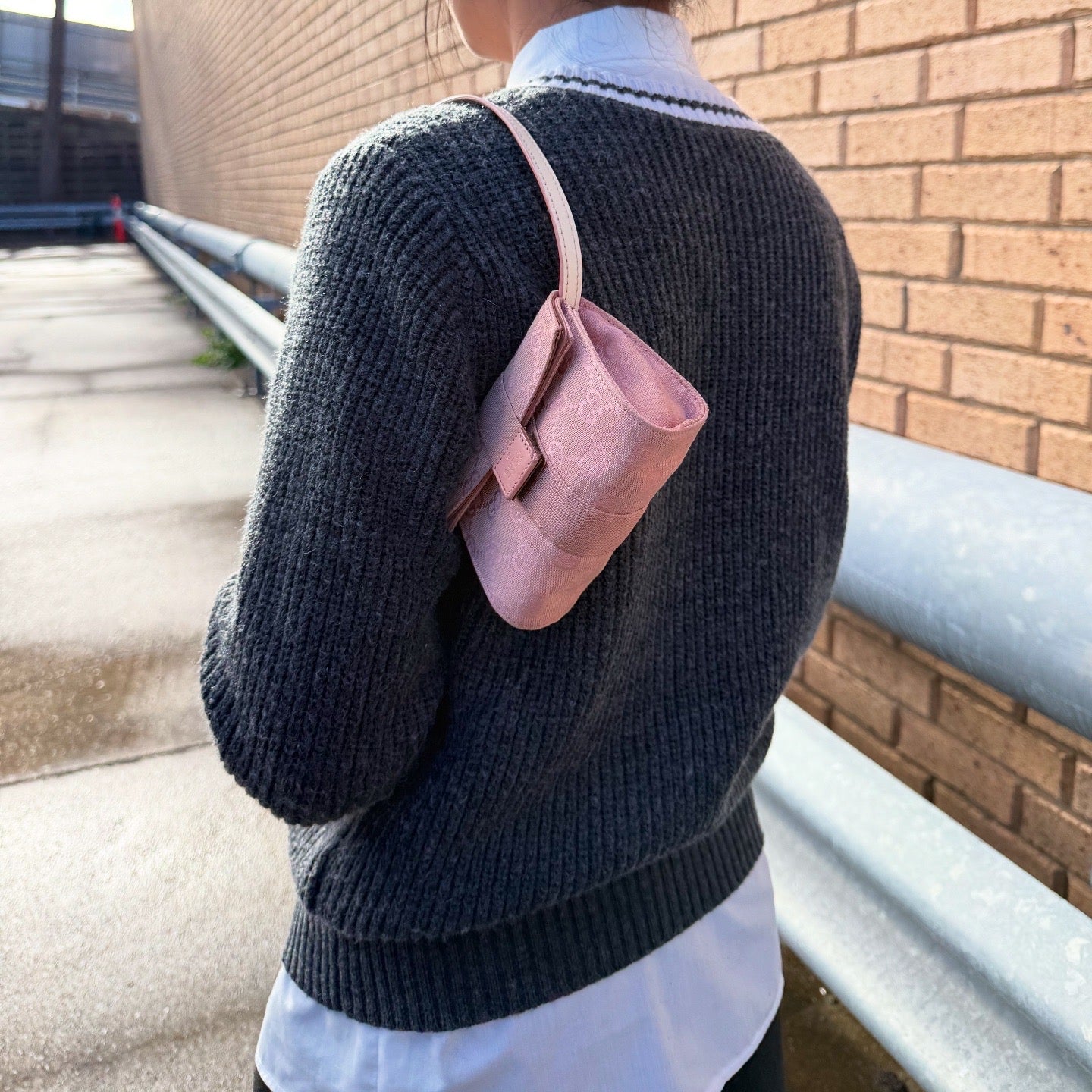 GUCCI GG Canvas Pink Pouch Purse