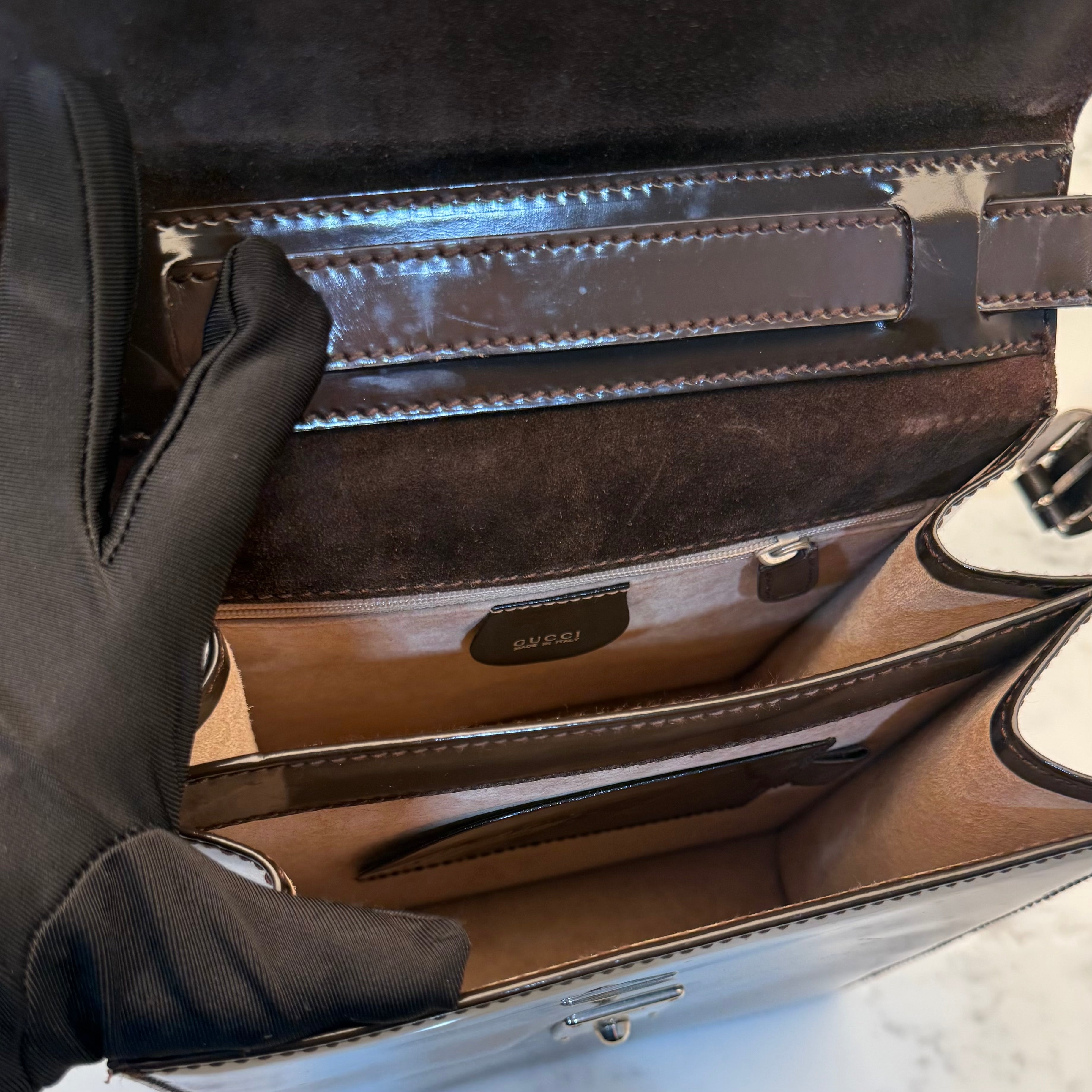 Gucci Dark Brown Patent Leather Vintage Crossbody