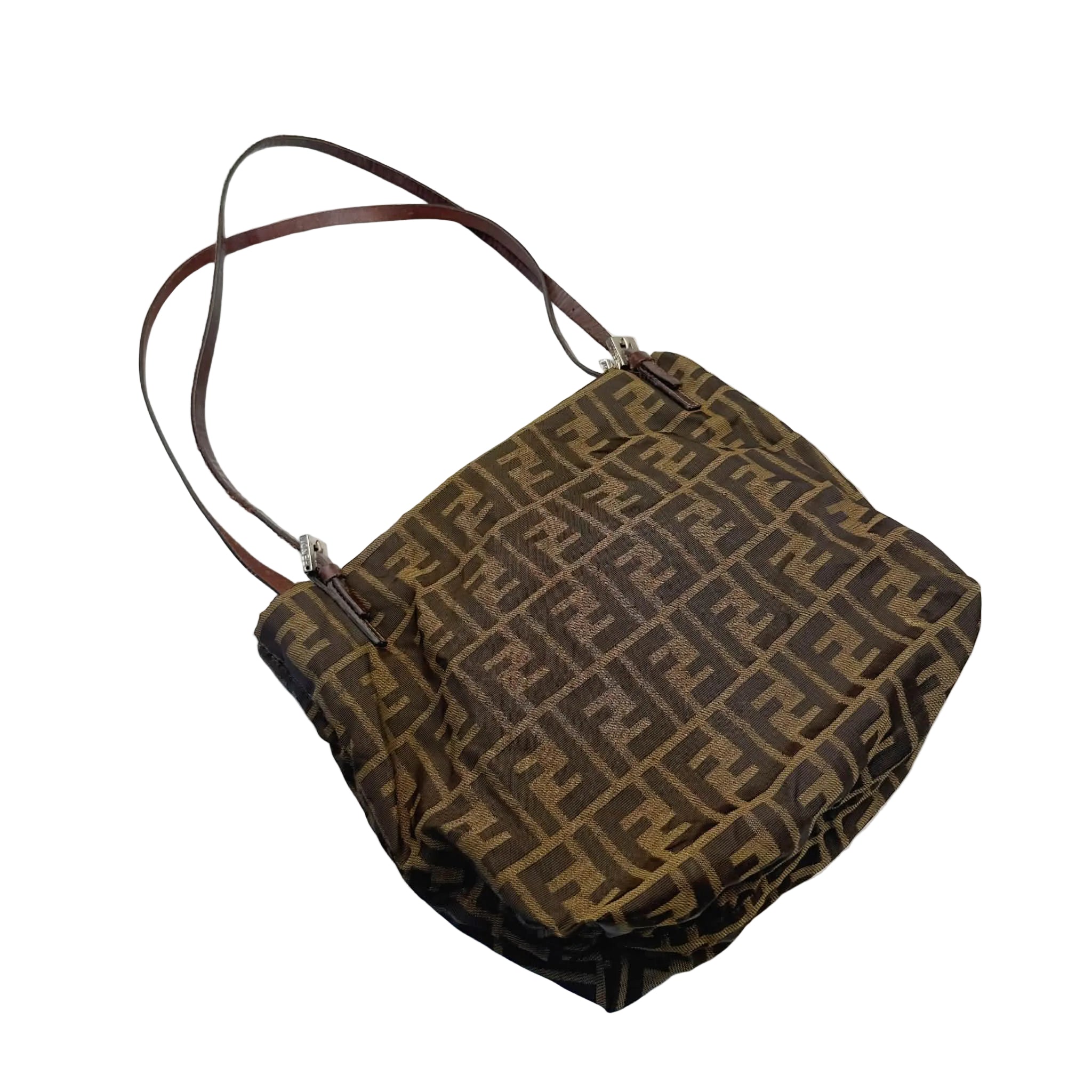 Fendi Zucca Canvas Tote Silver F logo