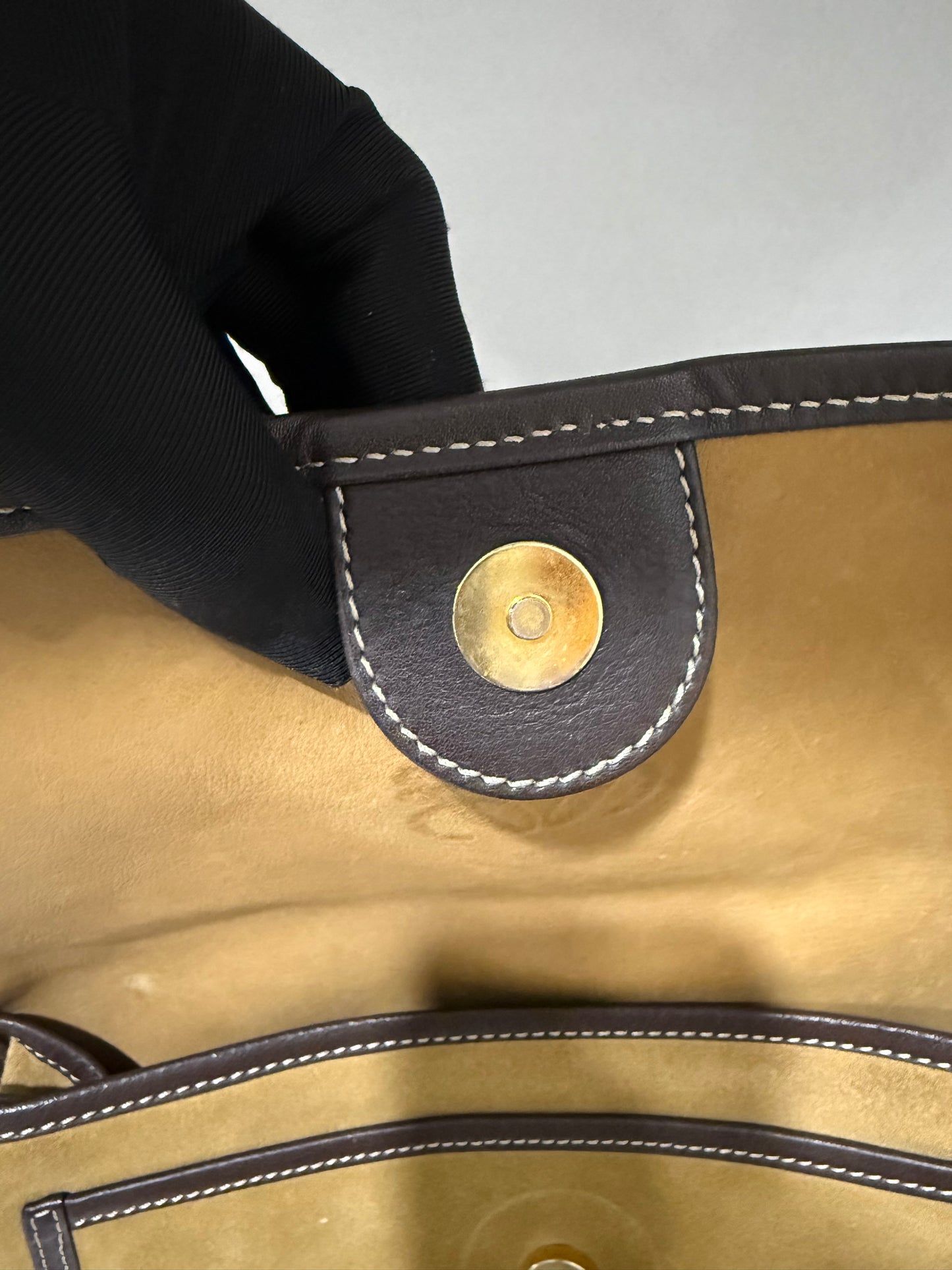 LOEWE Anagram Shoulder Bag Suede Camel