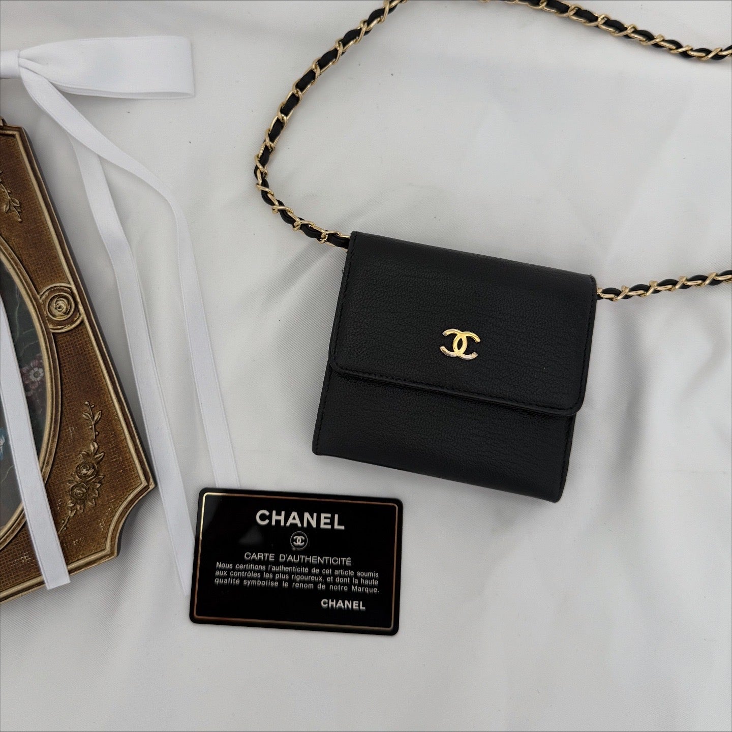 CHANEL Coco Button Tri-fold Wallet