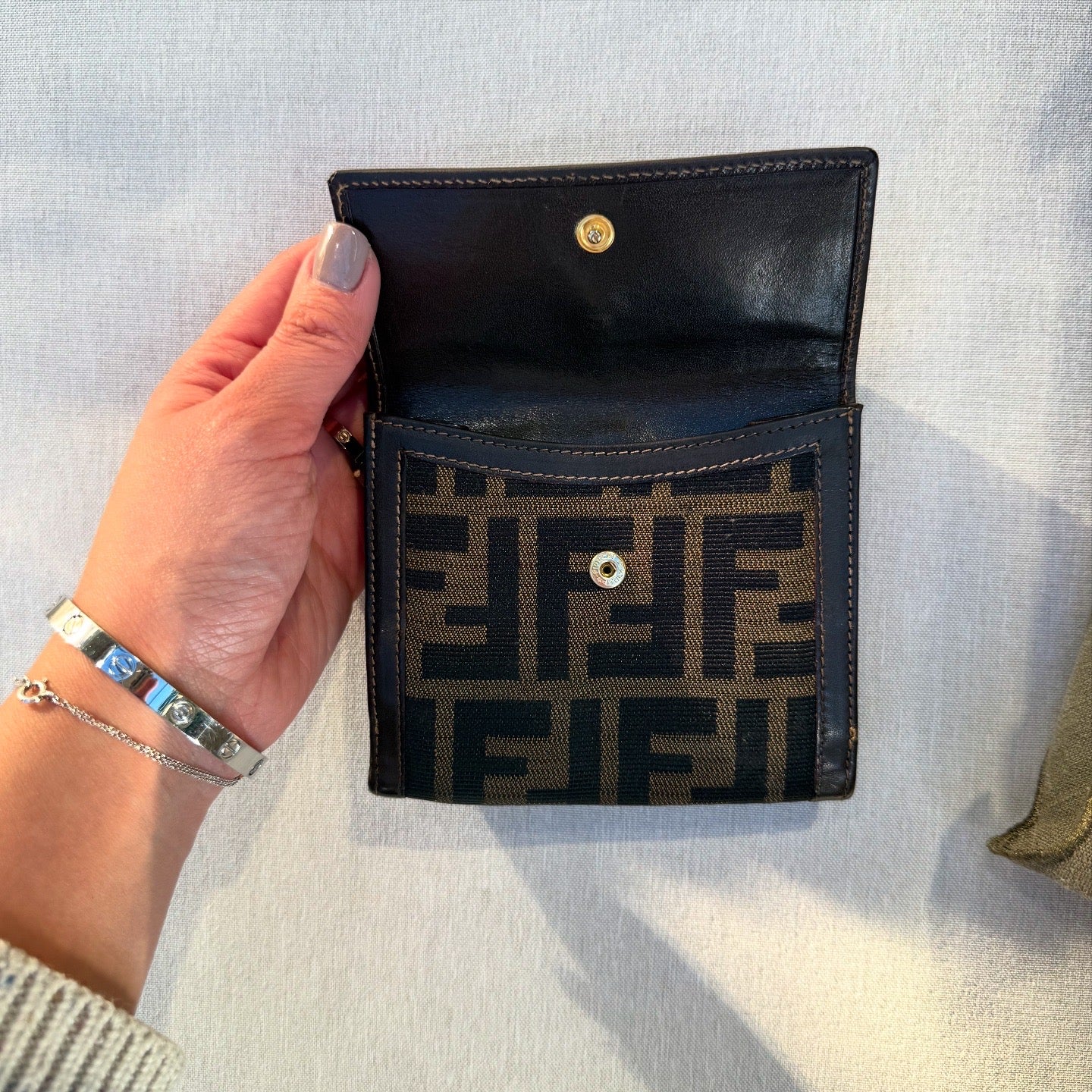 FENDI Zucca Jacquard Canvas Brown Tri-fold Wallet