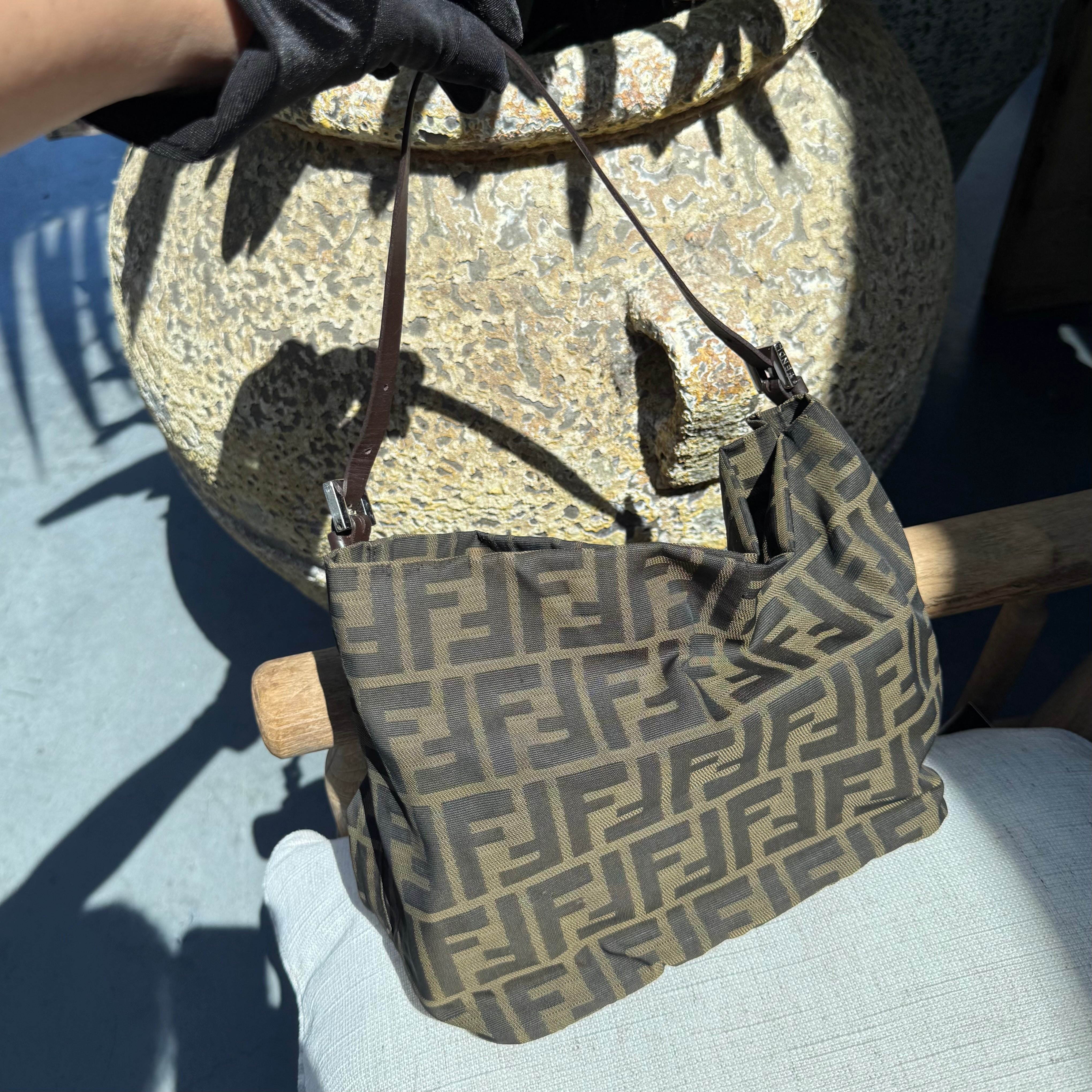 Fendi FF Zucca Brown Canvas Shoulder Bag