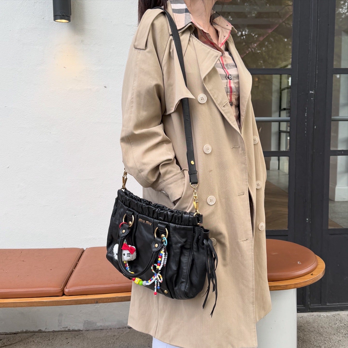 Miu Miu Vitello Black Top Handle Satchel