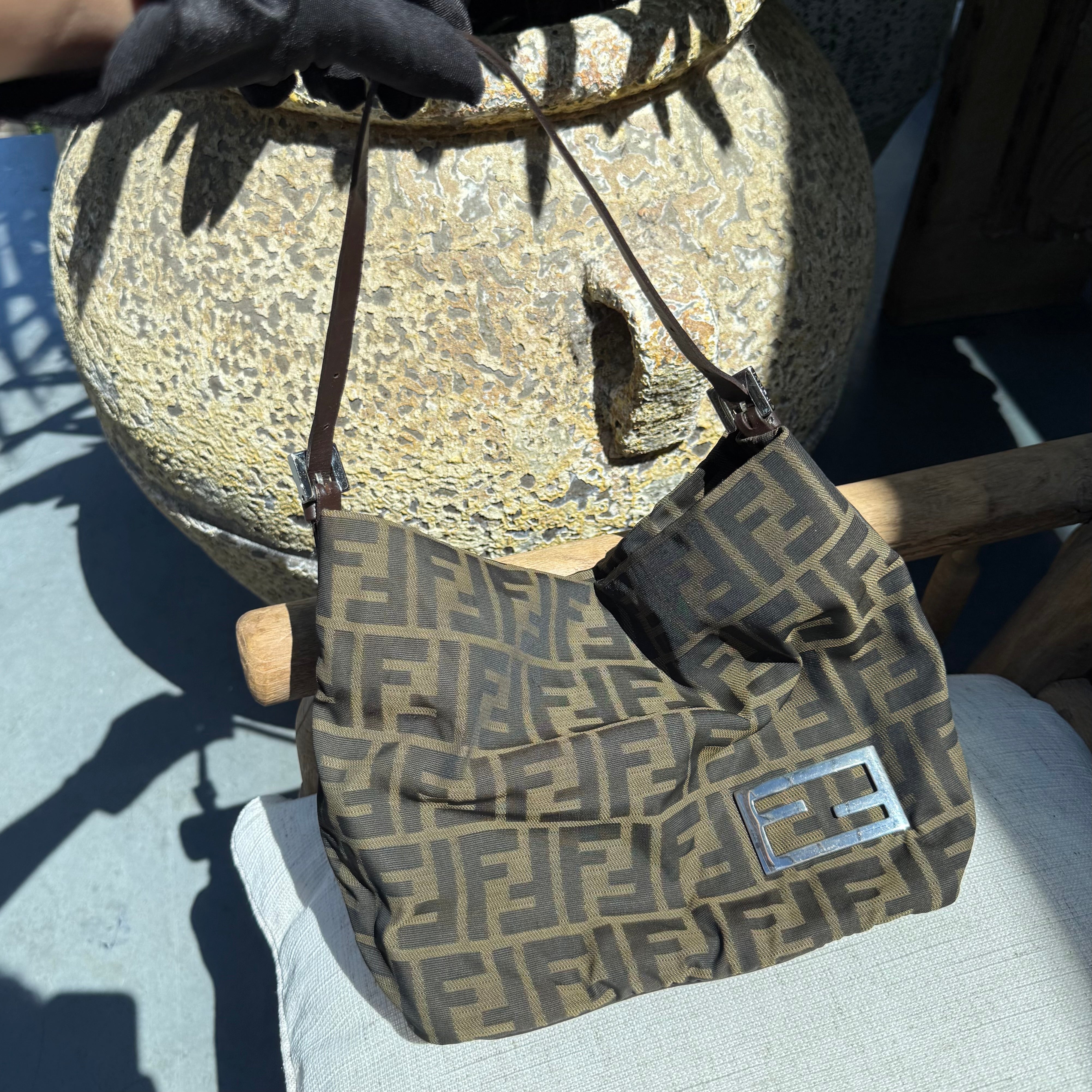 Fendi FF Zucca Brown Canvas Shoulder Bag