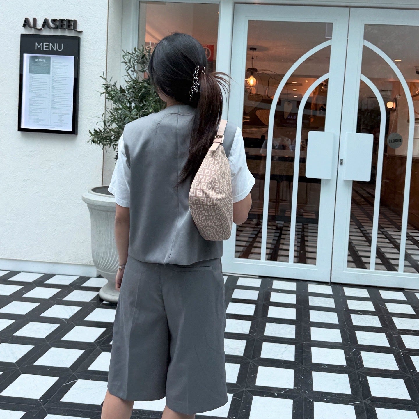 Fendi Light Pink Zucchino Baguette Shoulder Bag