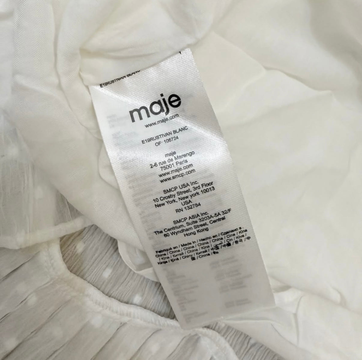 MAJE White Swiss Dots Chiffon Tiered Rustivan Short Dress