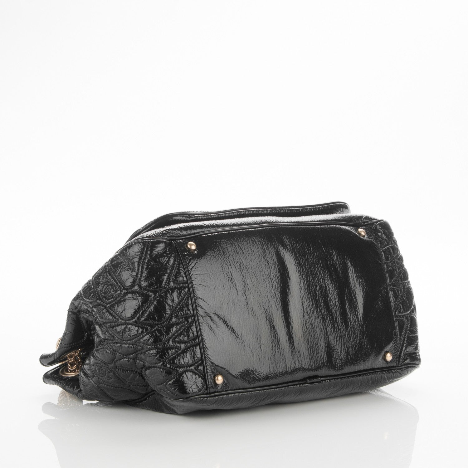 Chanel Rodeo Drive Flap Bag Chain Patent Leather Black