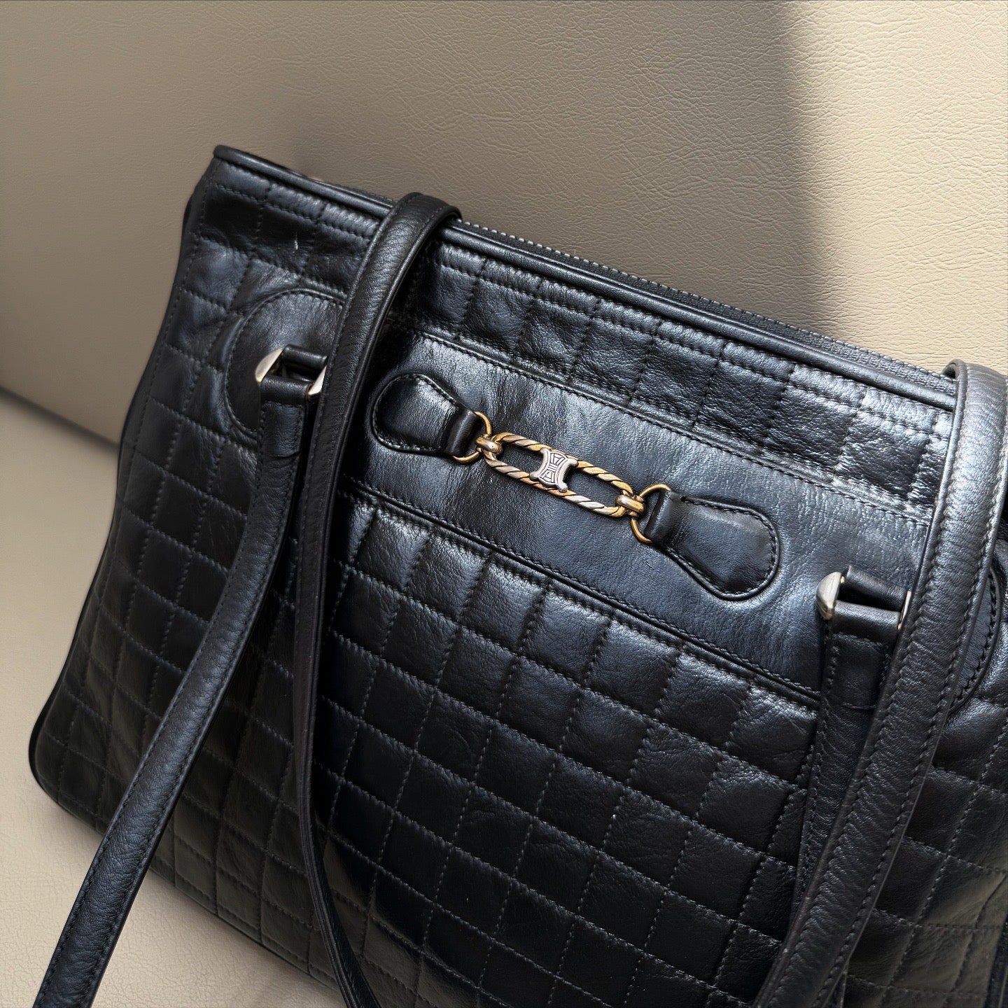 Celine Black Leather Shoulder Bag