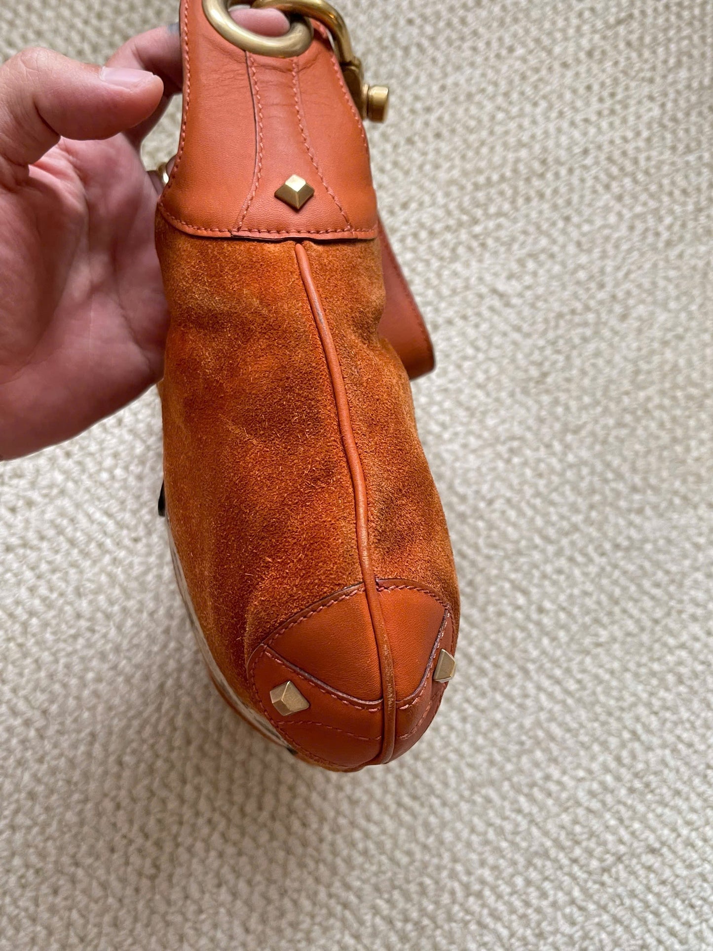 GUCCI Suede Nailhead Jackie shoulder bag