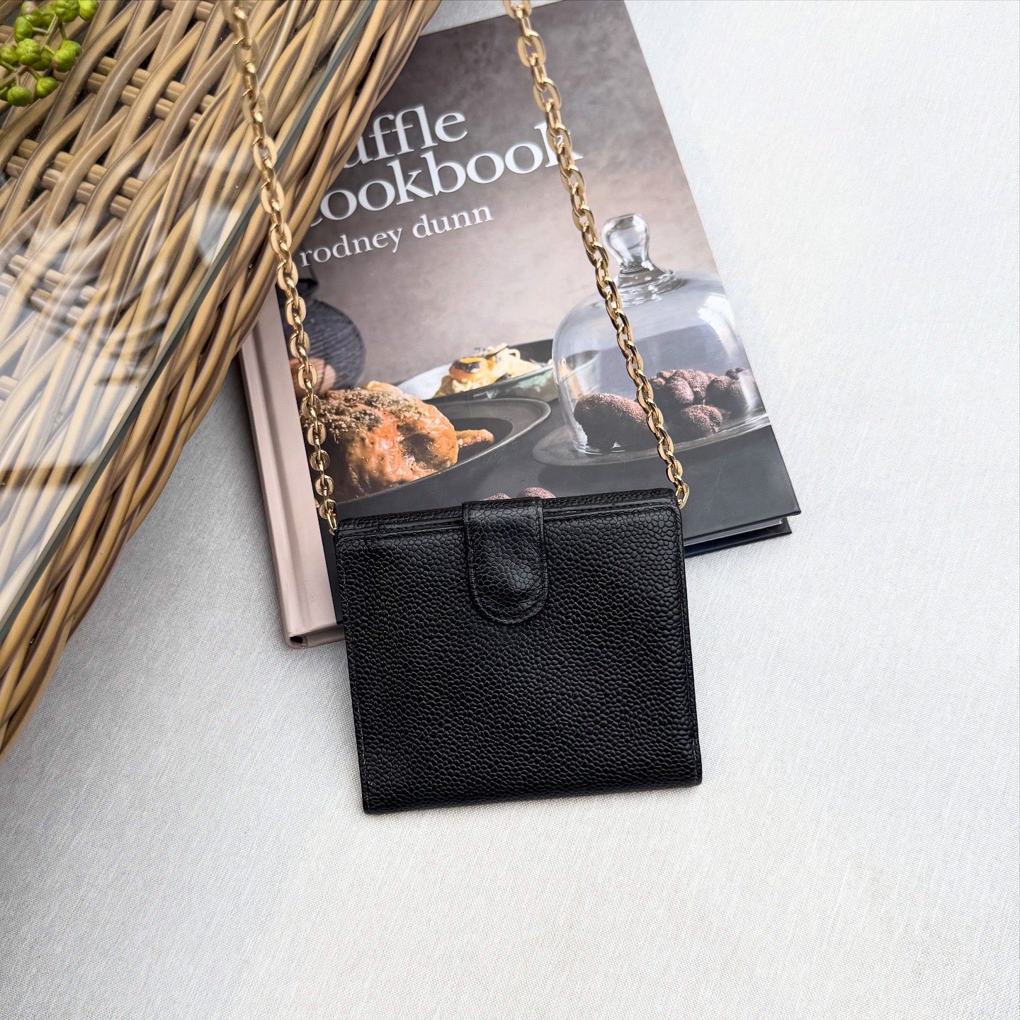 Chanel Coco Mark Bi-fold Wallet Caviar Leather Black