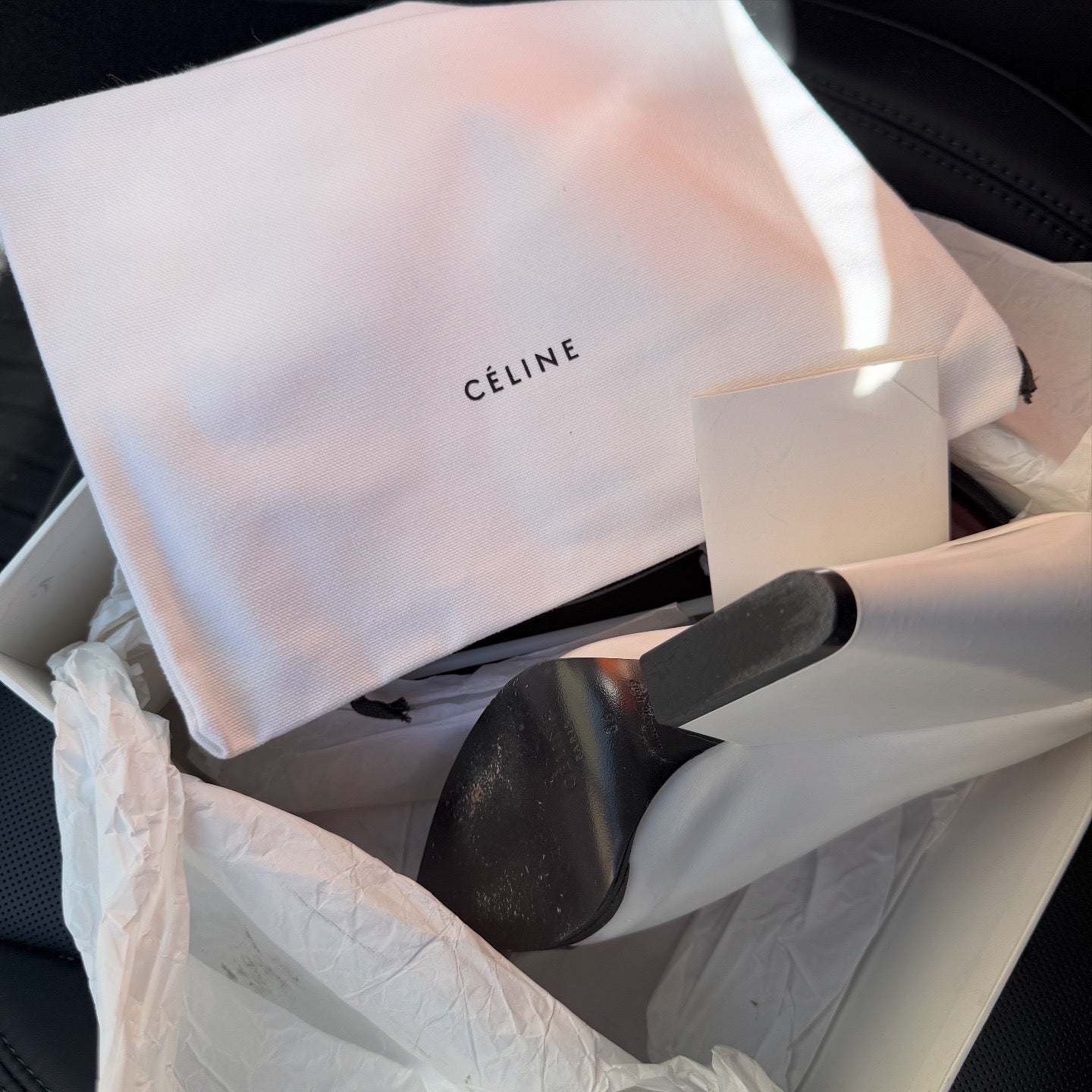 CELINE Spazzolato Bianco Runway Pumps 9cm