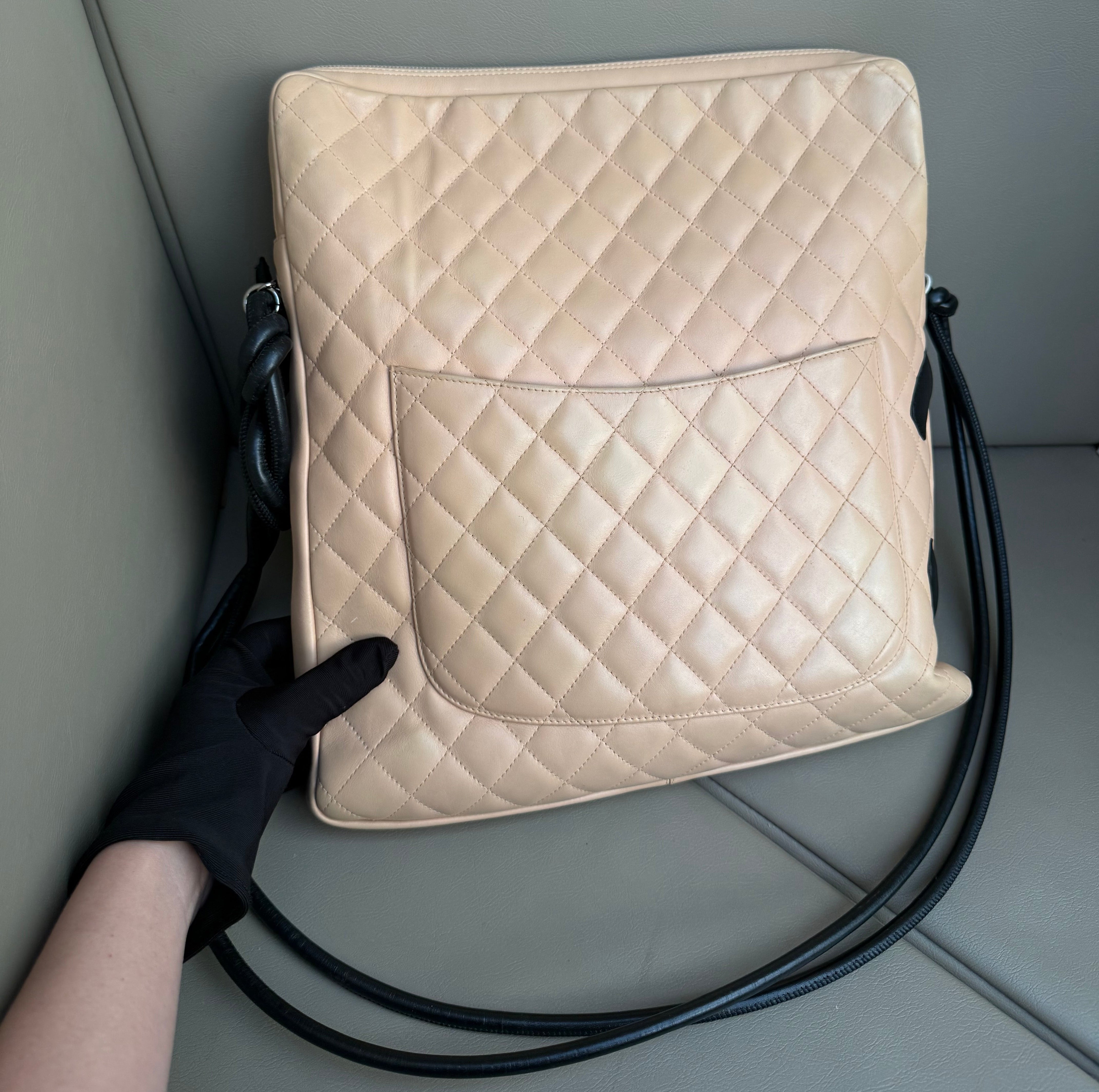 Chanel Beige Quilted Calfskin Cambon Messenger Large