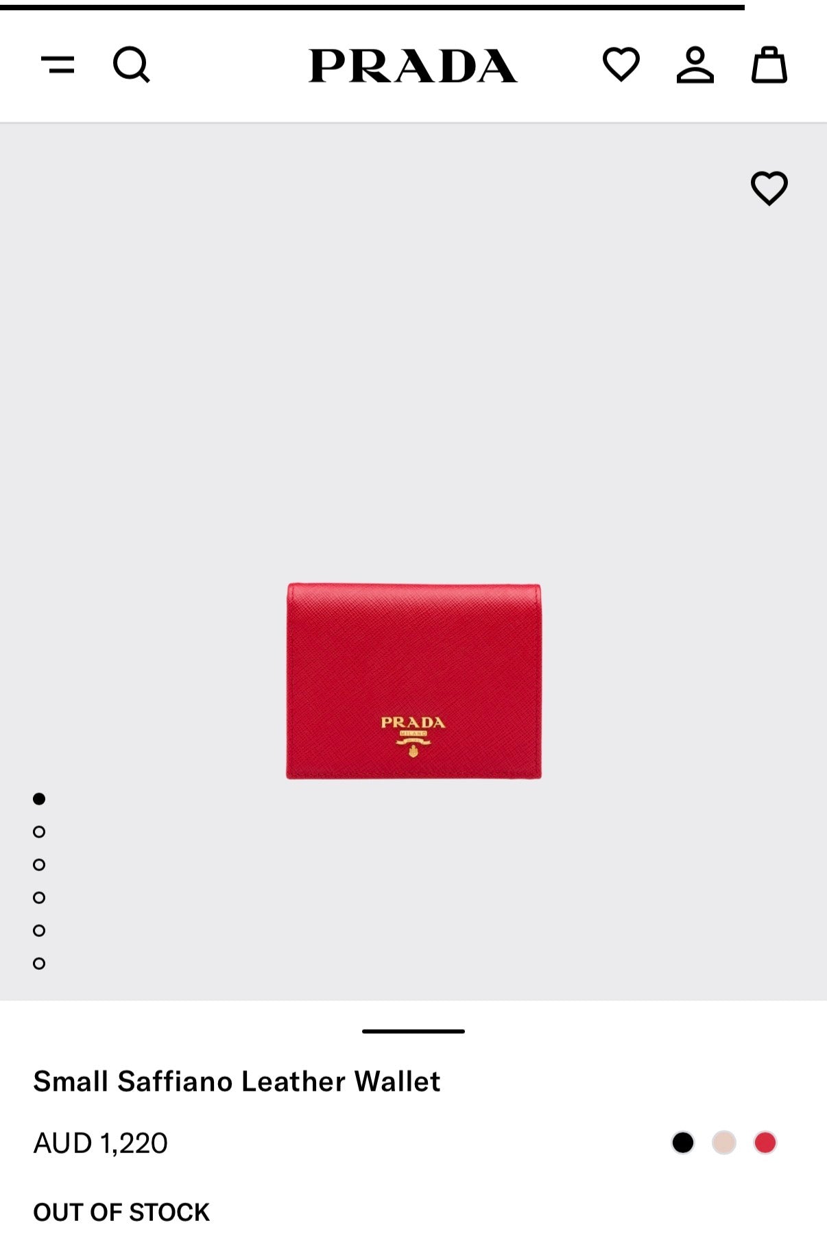 Prada Small Saffiano Leather Wallet in Red