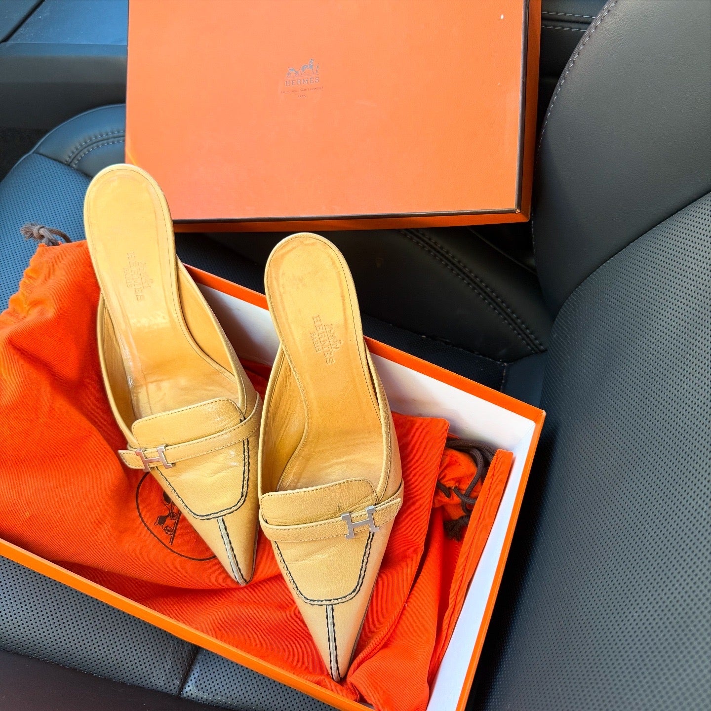HERMES Kitten Heel Mules