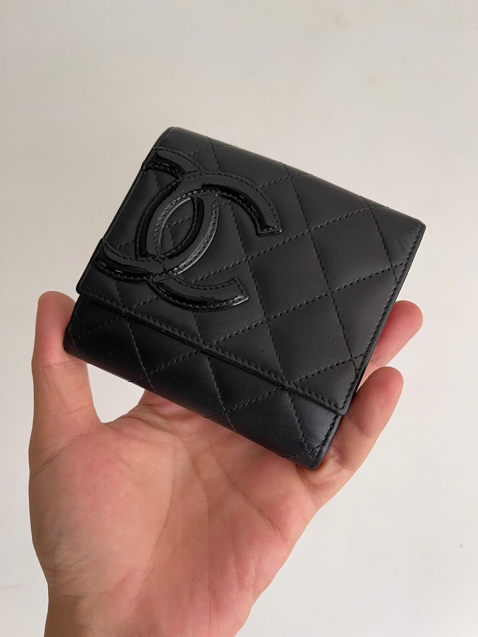 Chanel Cambon Compact Wallet Purse Black
