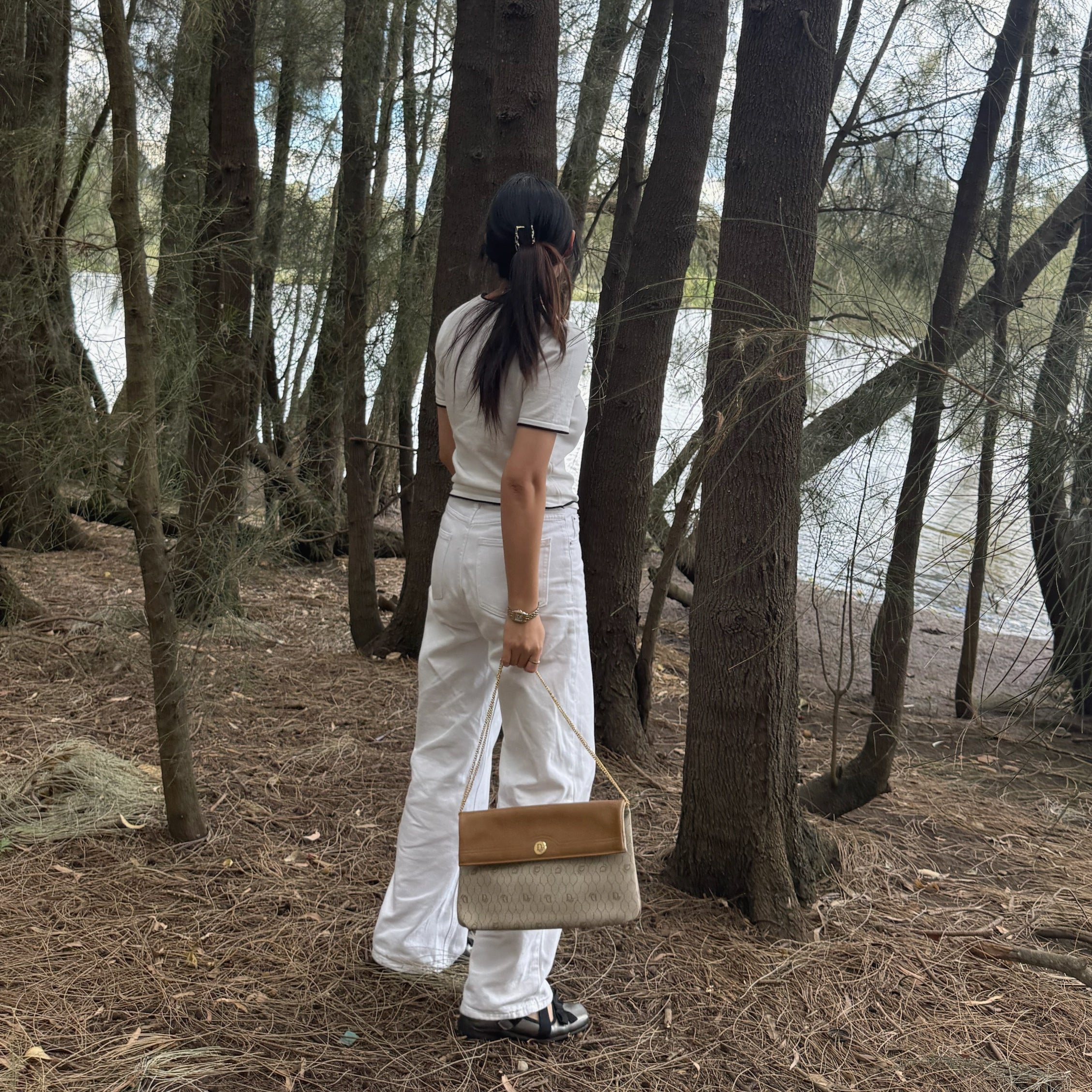 Christian Dior Honeycomb Canvas Shoulder Bag