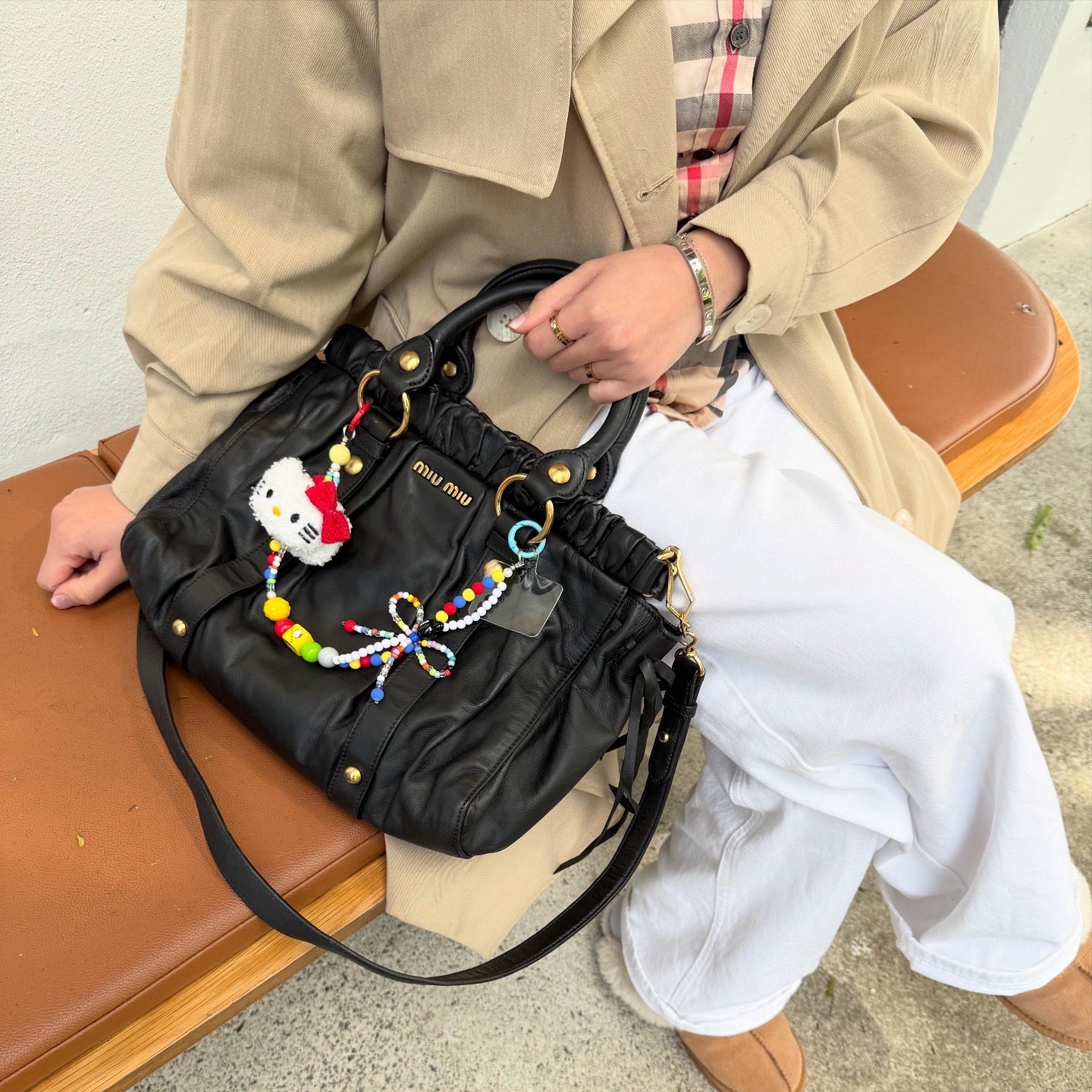 Miu Miu Vitello Black Top Handle Satchel