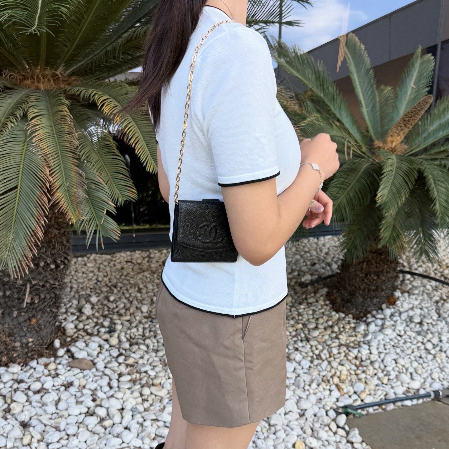 Chanel Coco Mark Bi-fold Wallet Caviar Leather Black