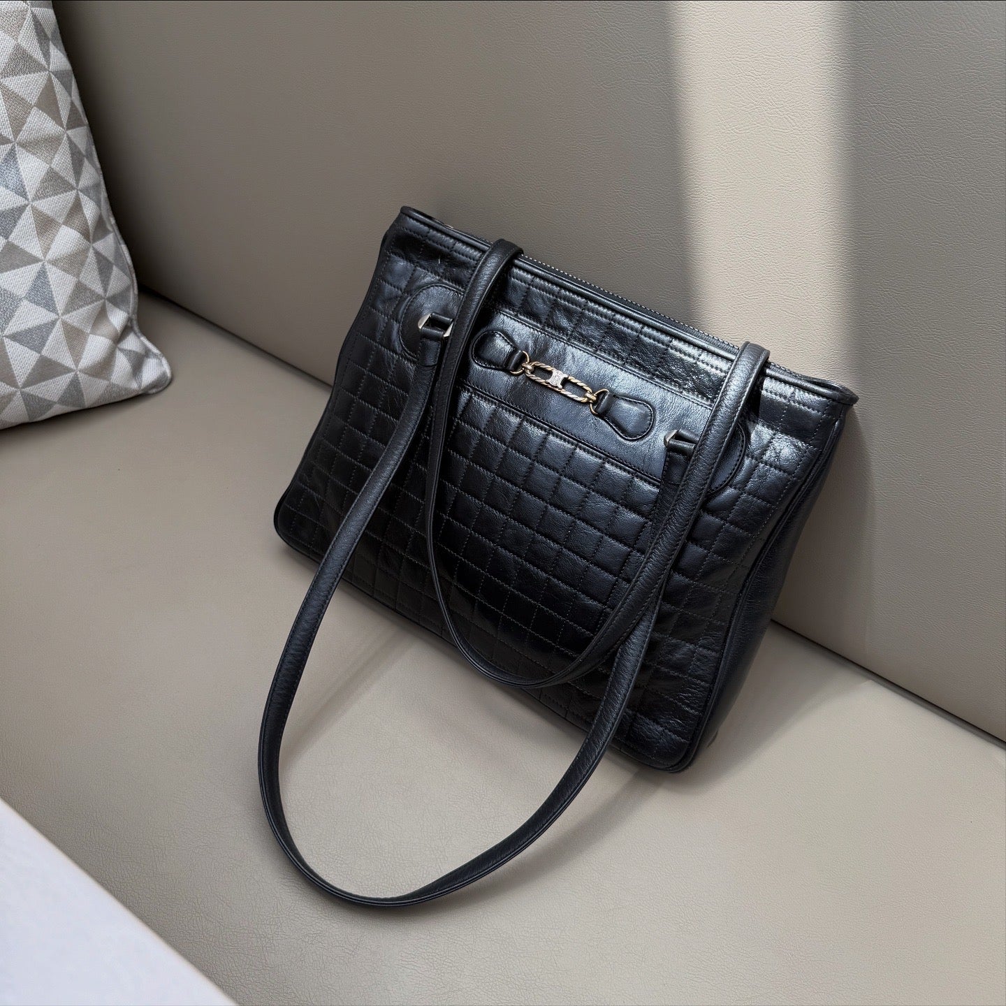 Celine Black Leather Shoulder Bag