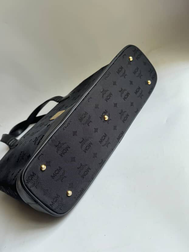 MCM Black Monogram Tote Bag