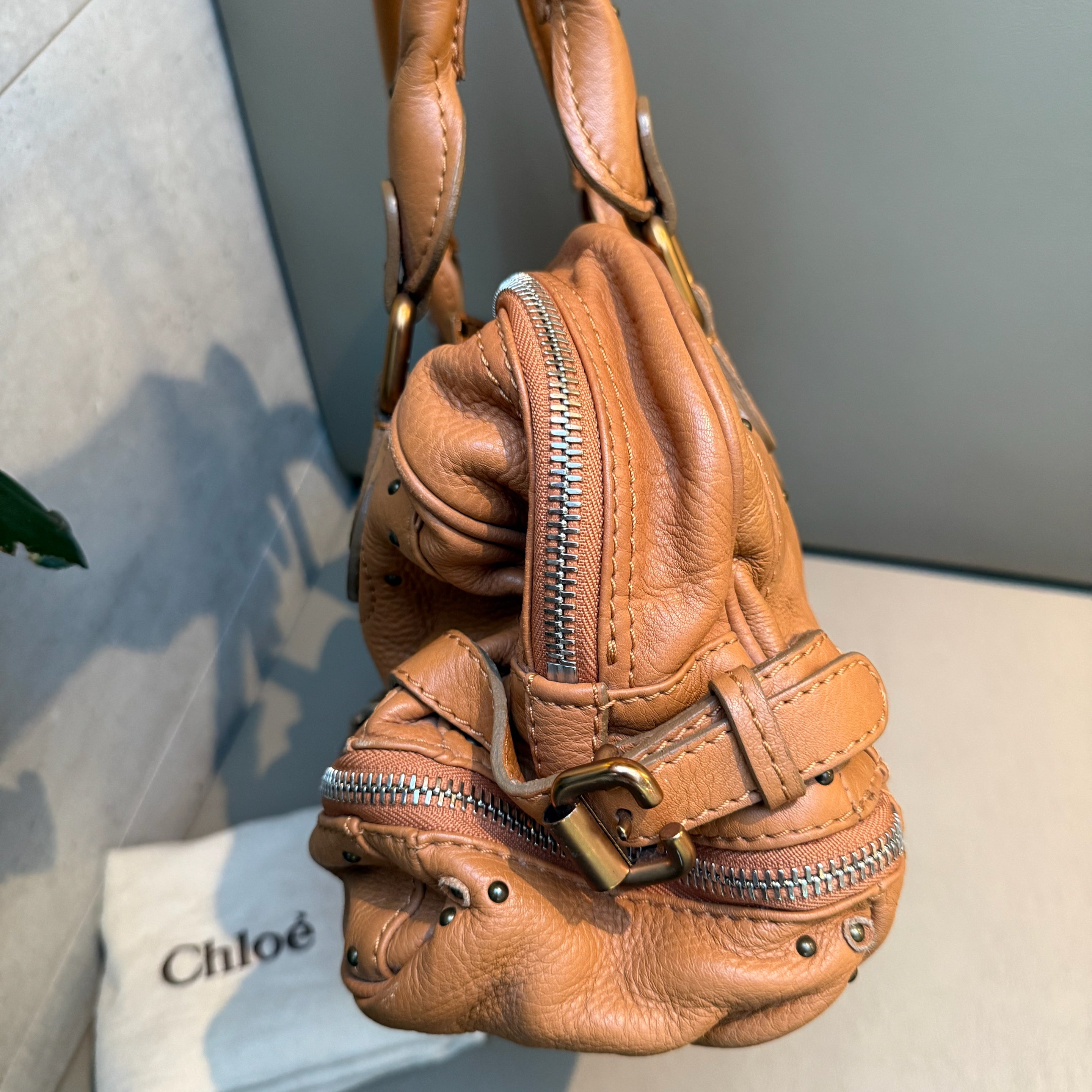 Chloé Calfskin Paddington Satchel Brown