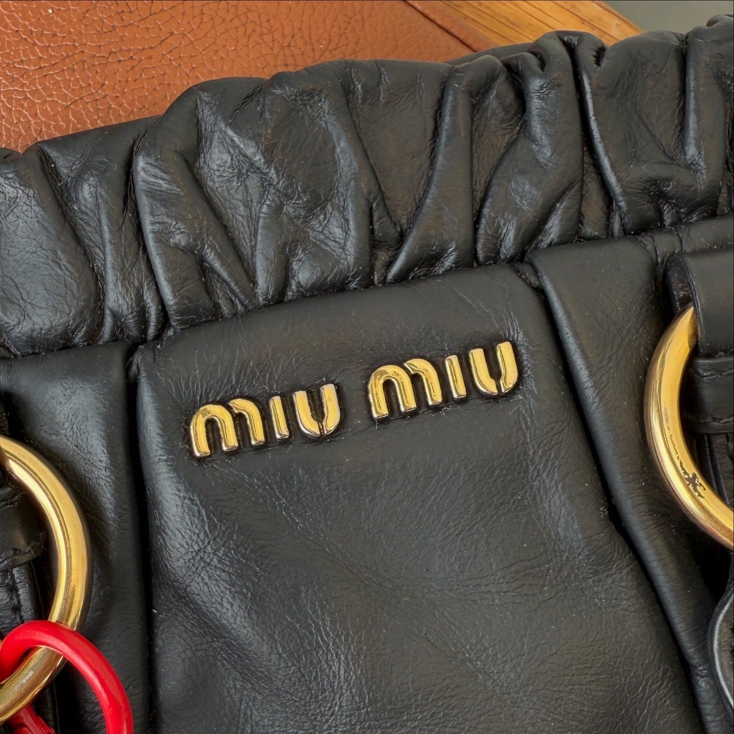 Miu Miu Vitello Black Top Handle Satchel