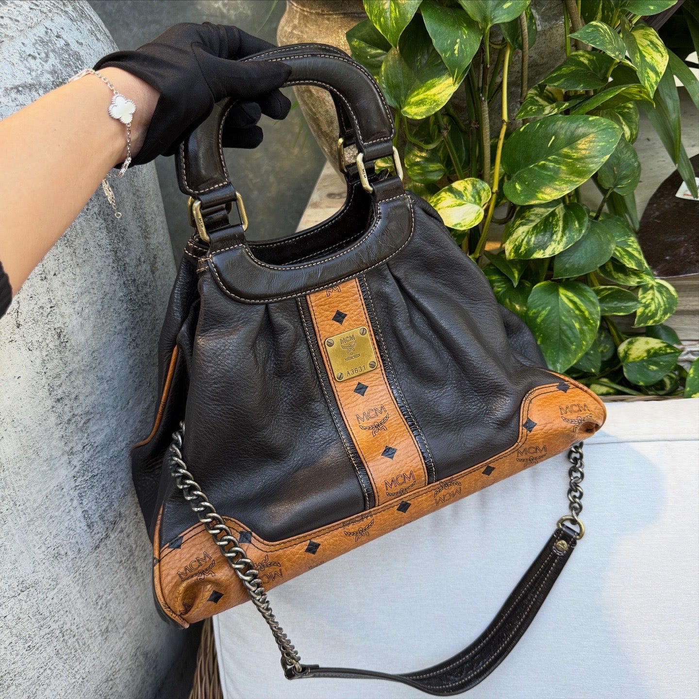 MCM Brown and Tan Leather Tote