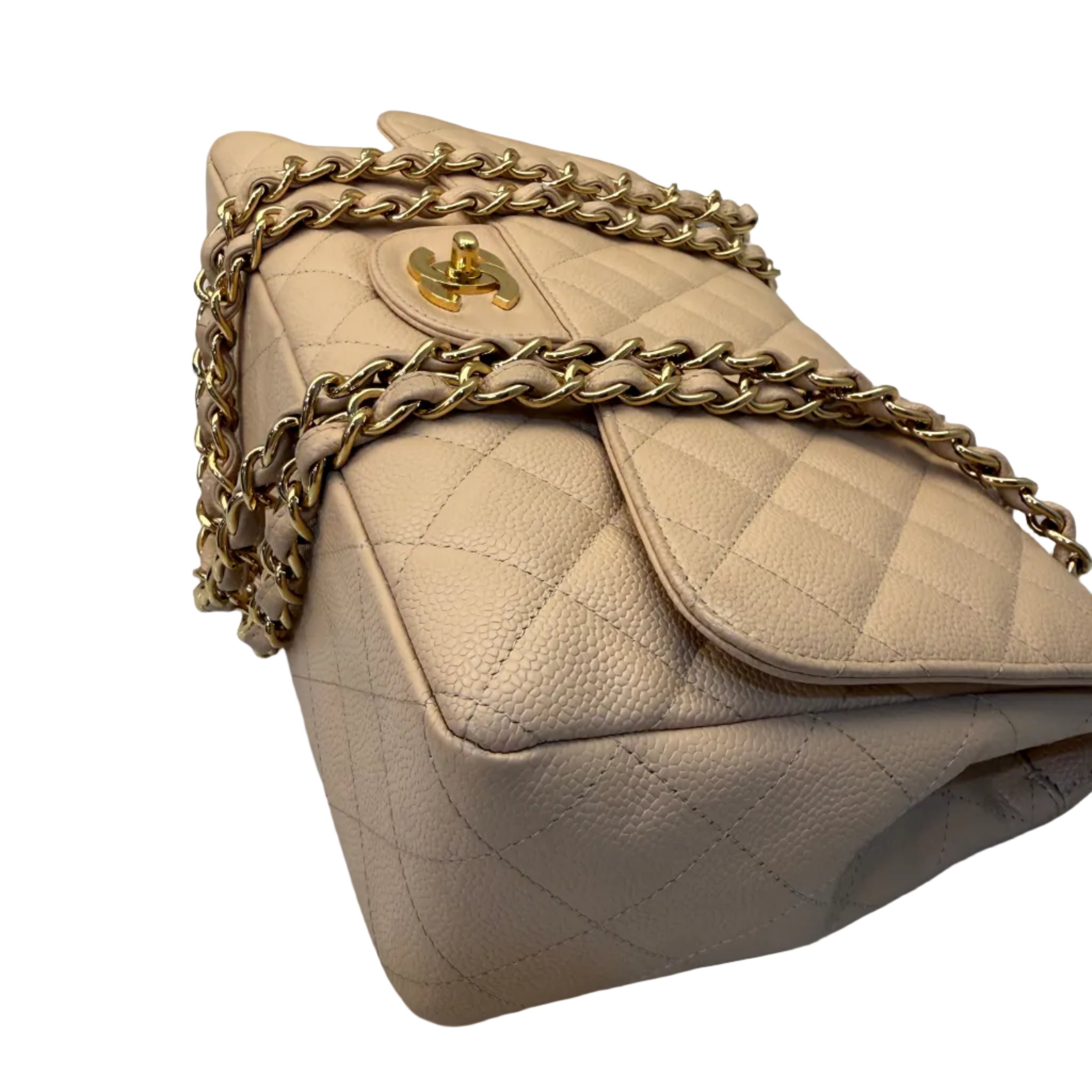 Chanel Classic Flap Jumbo Beige Caviar Bag