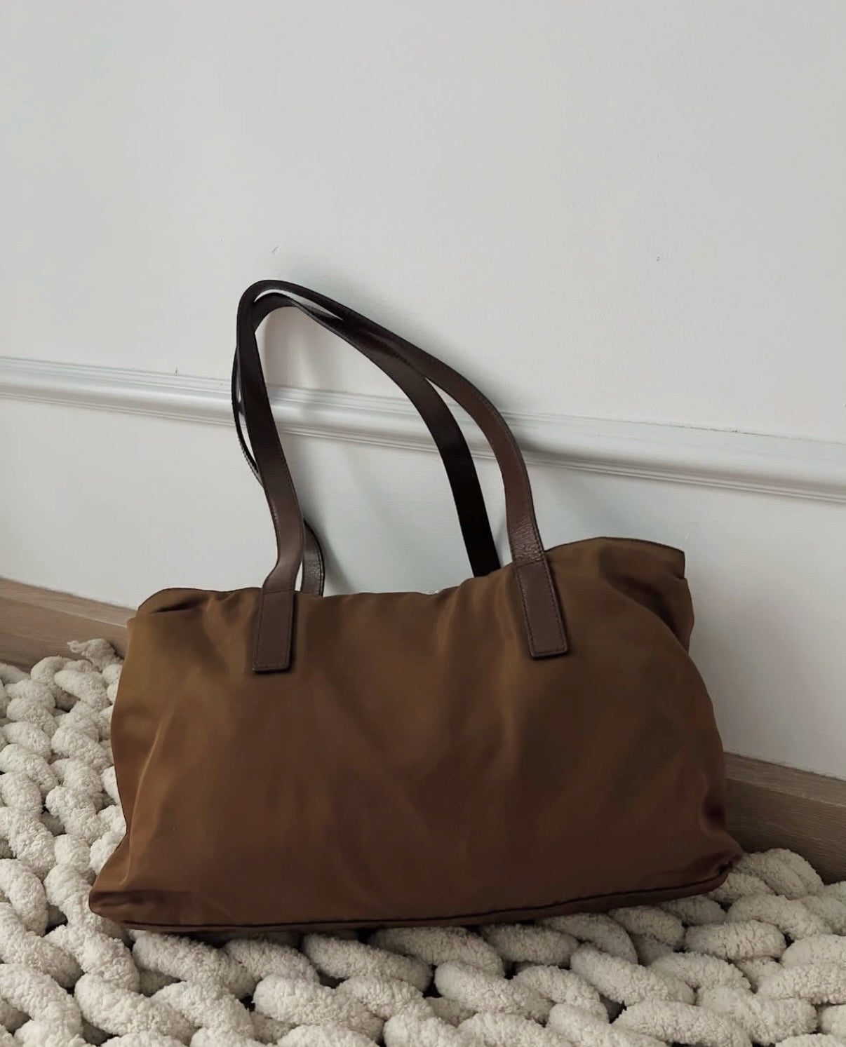 Prada Nylon Shoulder Bag (Brown)
