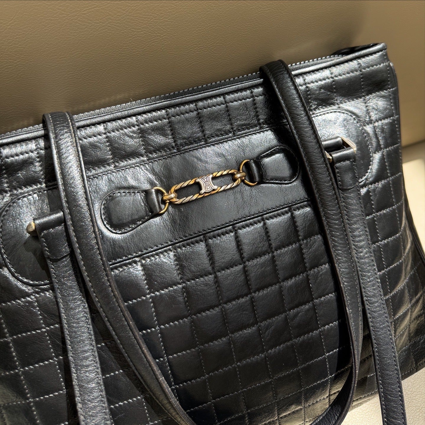 Celine Black Leather Shoulder Bag