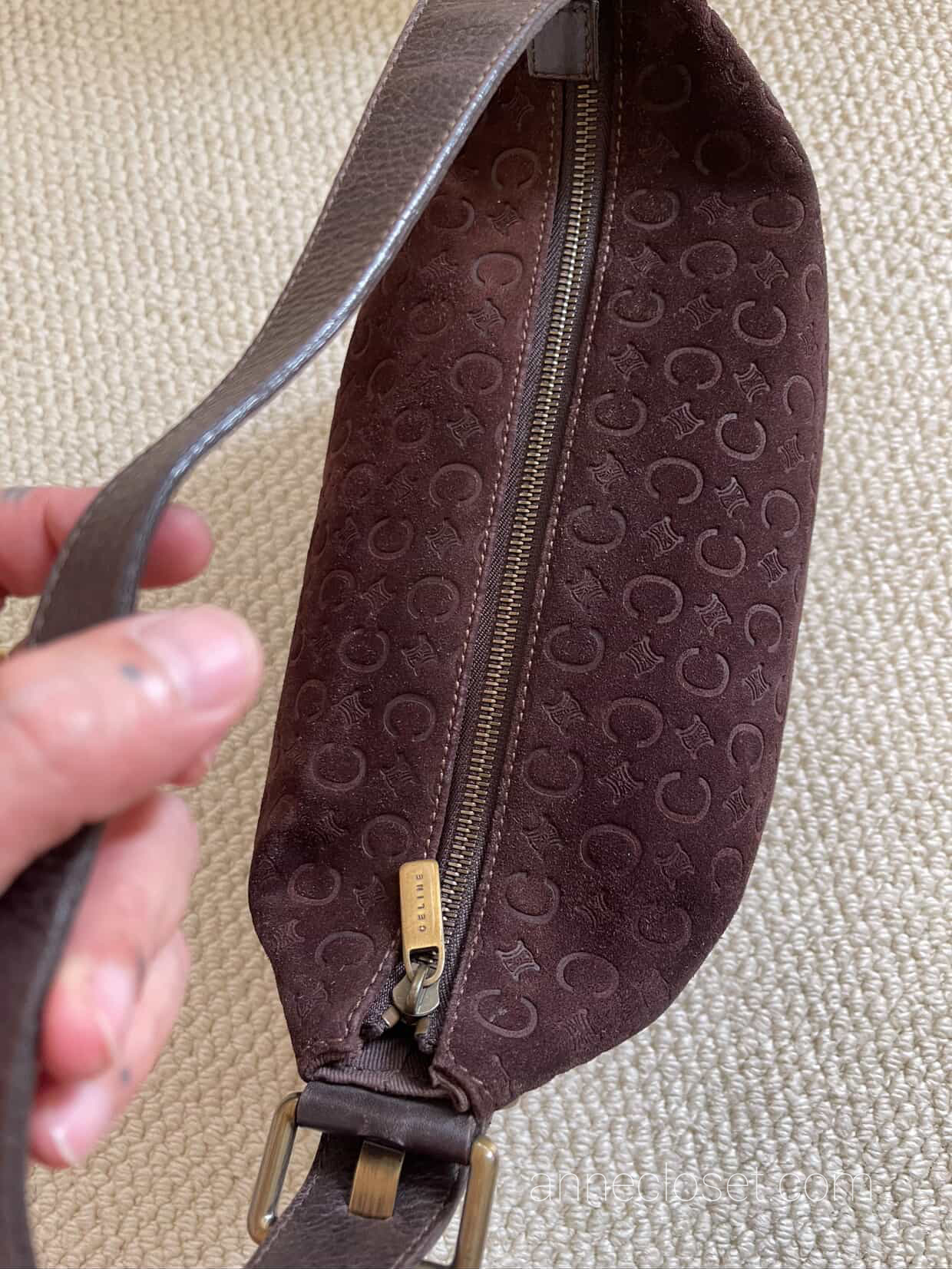 Celine 20th Century C Macadam Suede Shoulder Bag