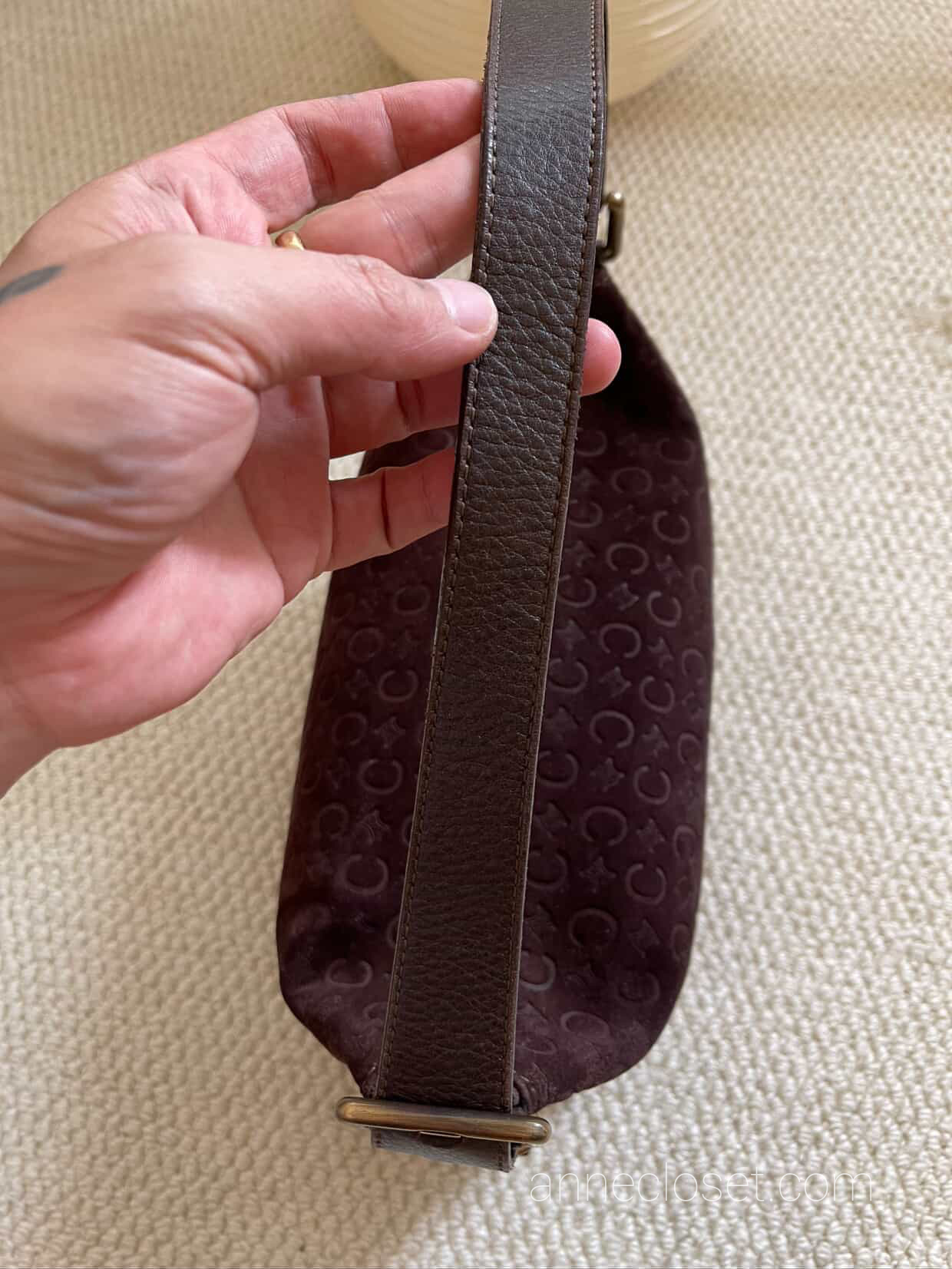 Celine 20th Century C Macadam Suede Shoulder Bag