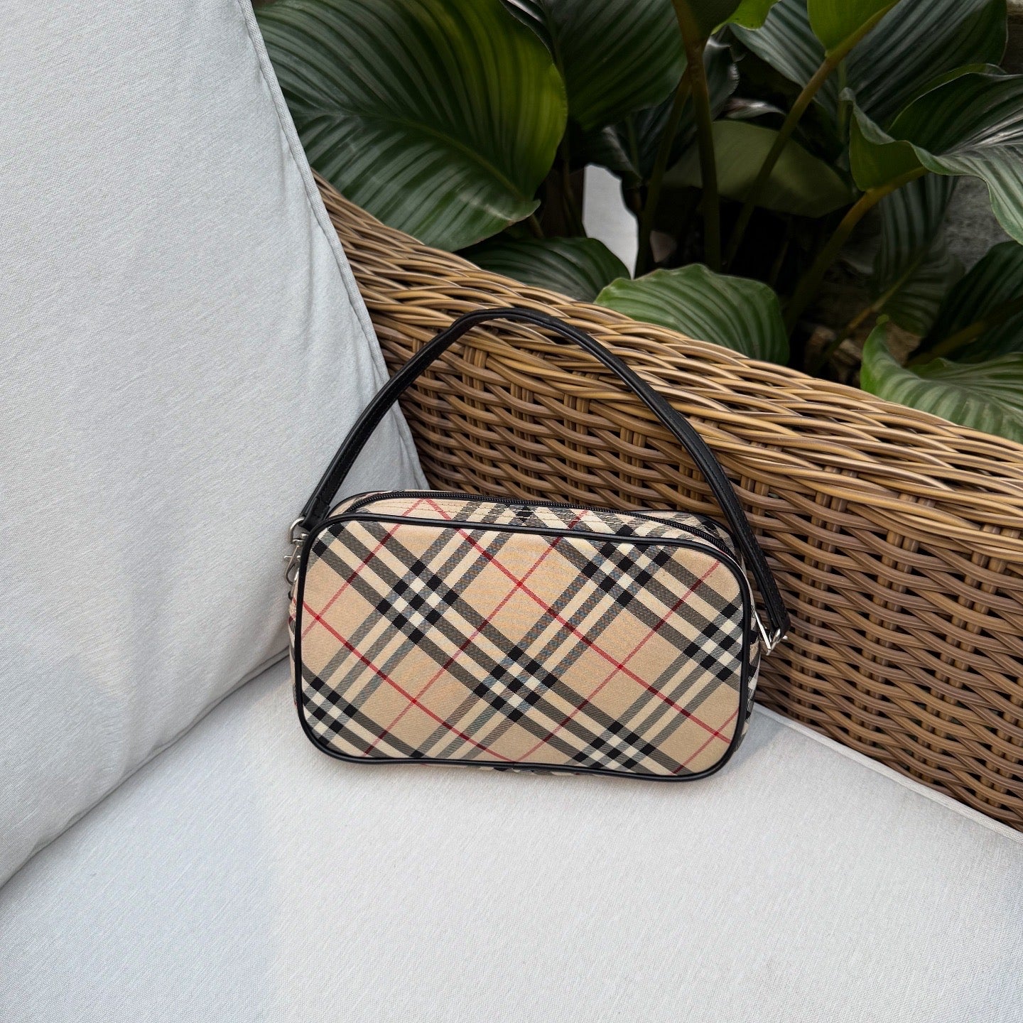 Burberry Nova Check Beige Synthetic Handbag