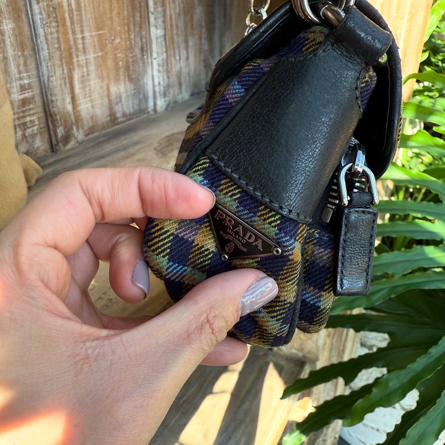 Prada Multicolor Plaid Wool Small Evening Bag