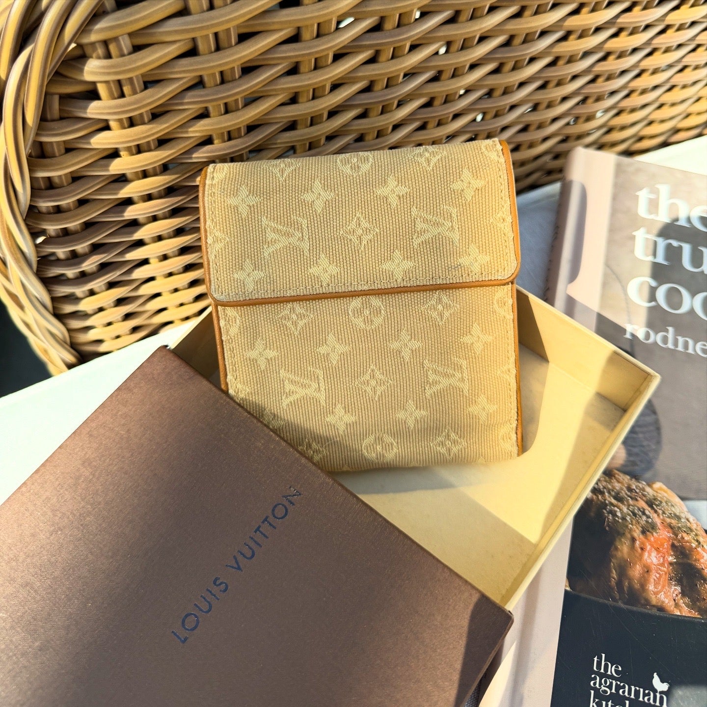 Louis Vuitton Khaki Monogram Mini Lin Compact Wallet