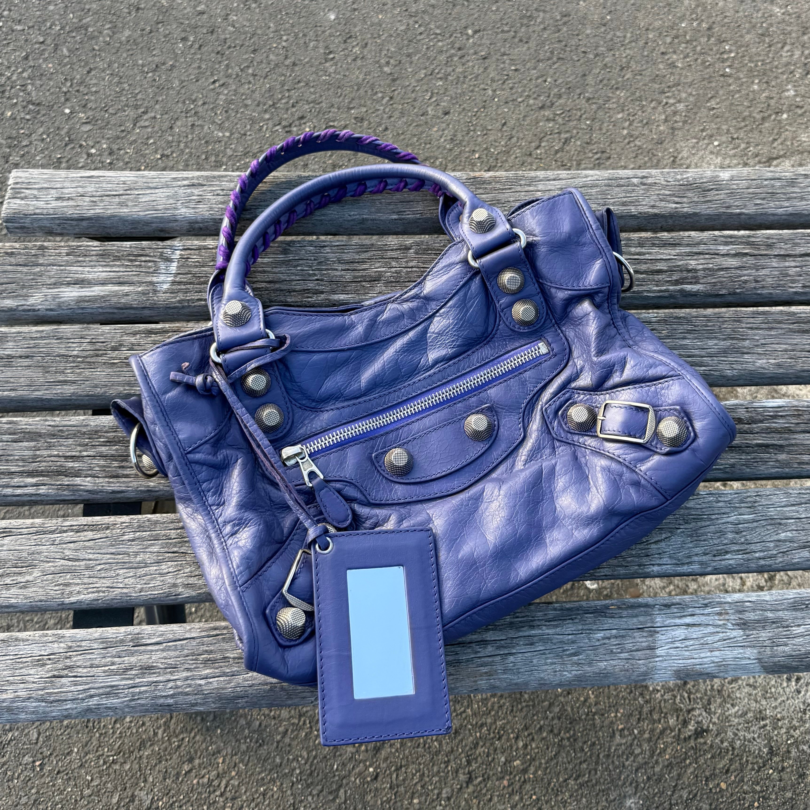 Balenciaga City Bleu Lavende Lambskin Giant Part Time