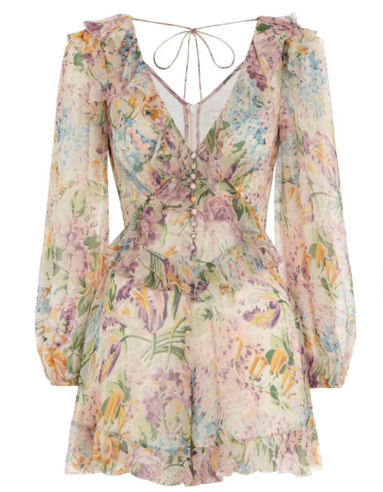 Zimmermann Ninety Six Flutter Playsuit Blush Floral