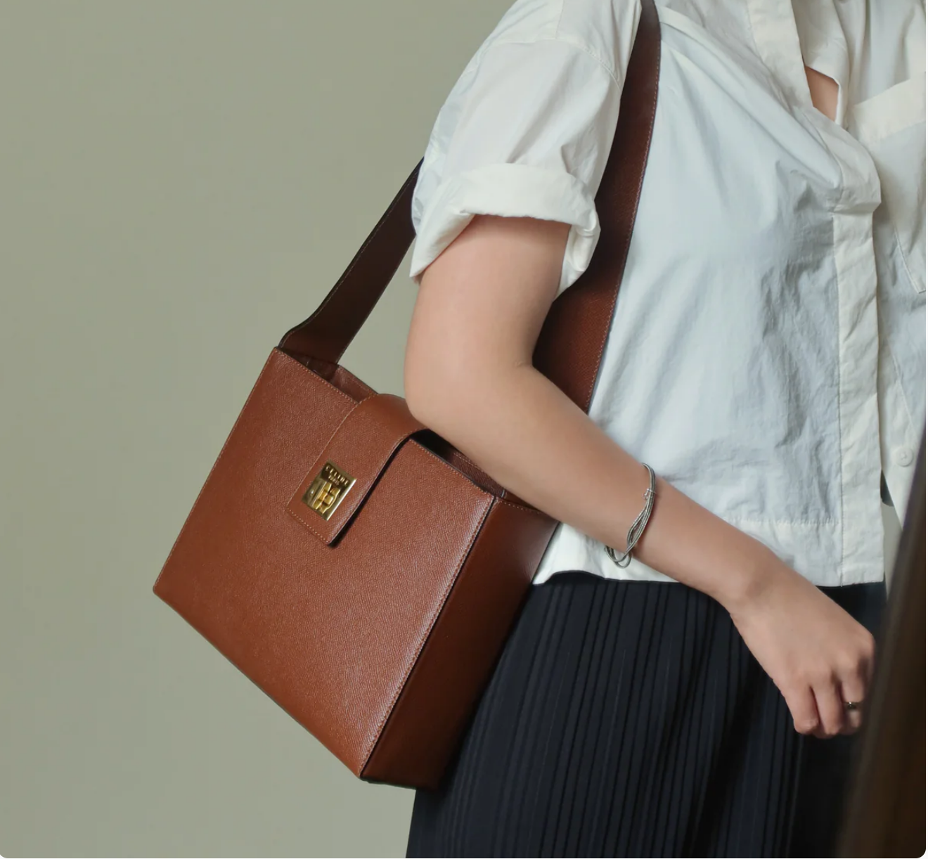 Celine Vintage Cognac Brown Leather Shoulder Bag