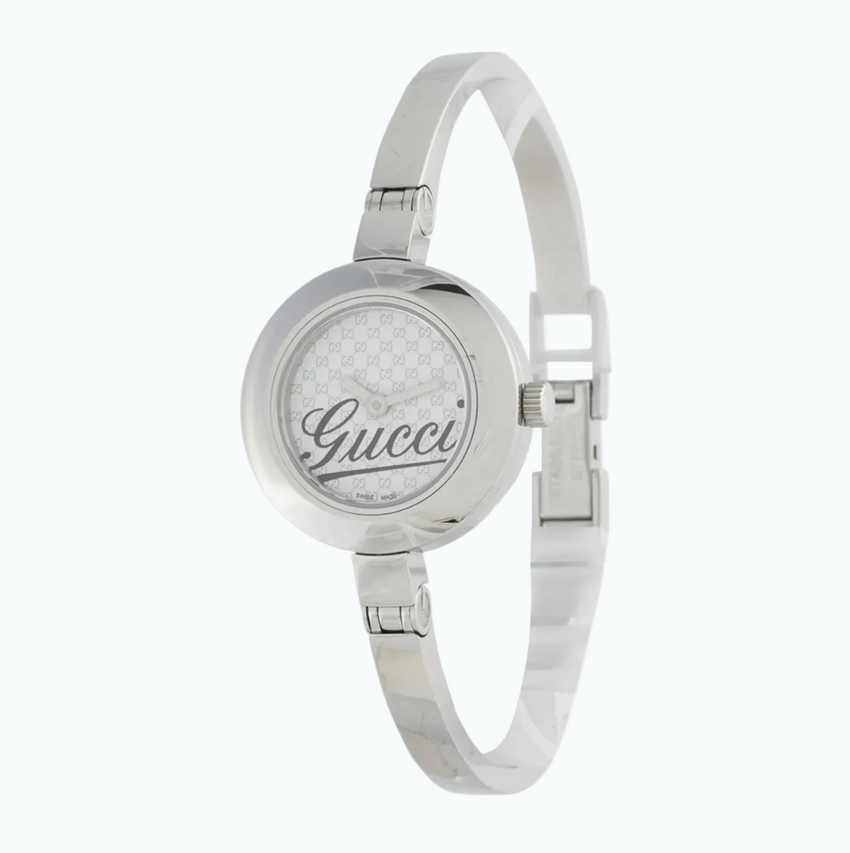 Gucci Silver 105 Monogram Pattern White Dial Quartz