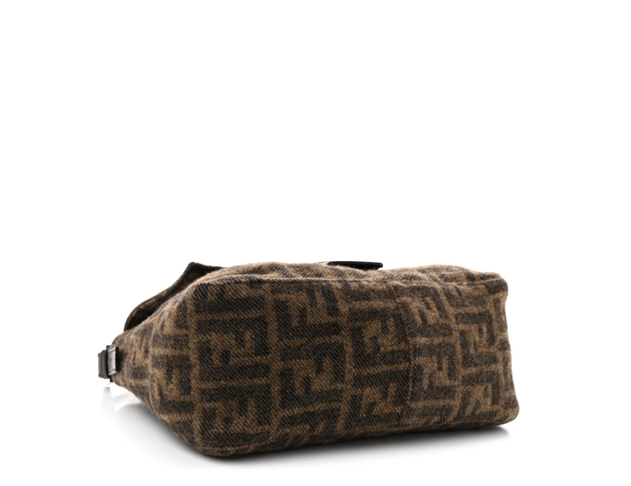 Fendi Brown Wool Zucca Print Mama Forever Bag
