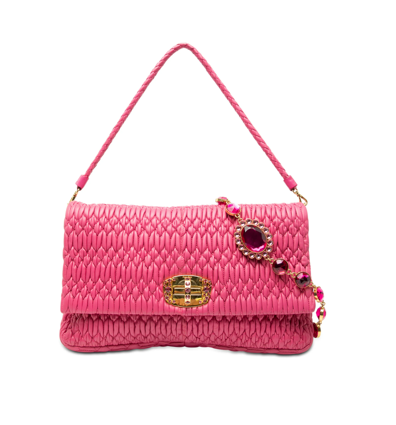 Miu Miu Matelasse Nappa Crystal Chain satchel