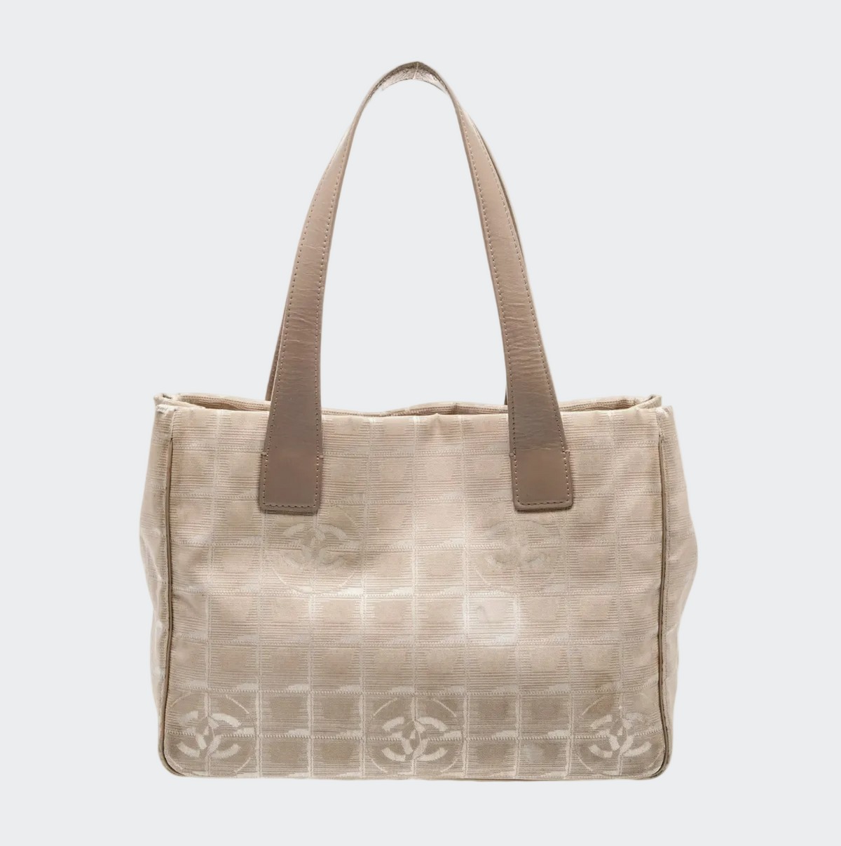 Chanel Beige Nylon CC Logo Travel Line Tote Bag
