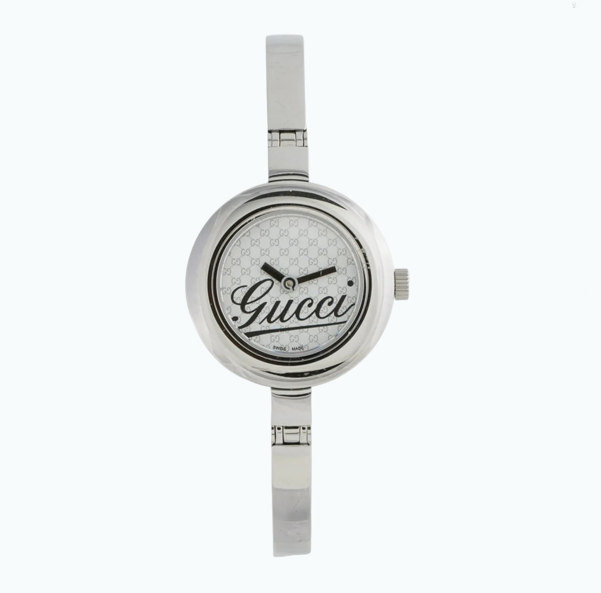 Gucci Silver 105 Monogram Pattern White Dial Quartz